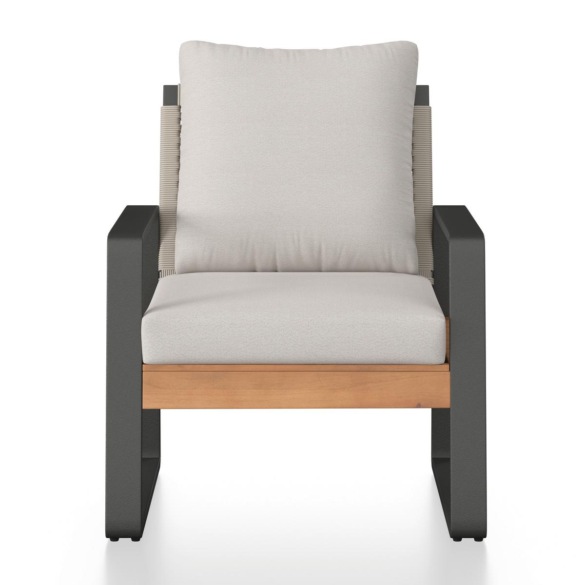 Loungegarnitur Alexa Creme Outdoorstoff/Metall +Abdeckung - Anthrazit/Creme, MODERN, Holz/Textil (150/81/85,5cm) - Bessagi Garden