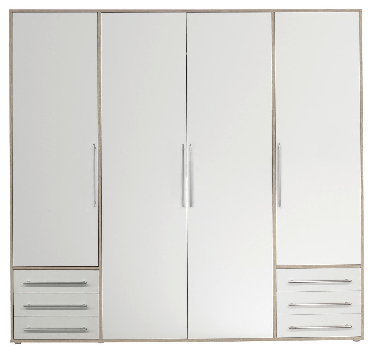 Omara S Klasičnimi Vrati Lyss, Bela, Hrast, 206 Cm - srebrne barve/bela, Moderno, umetna masa/leseni material (206/194/58cm) - Livetastic