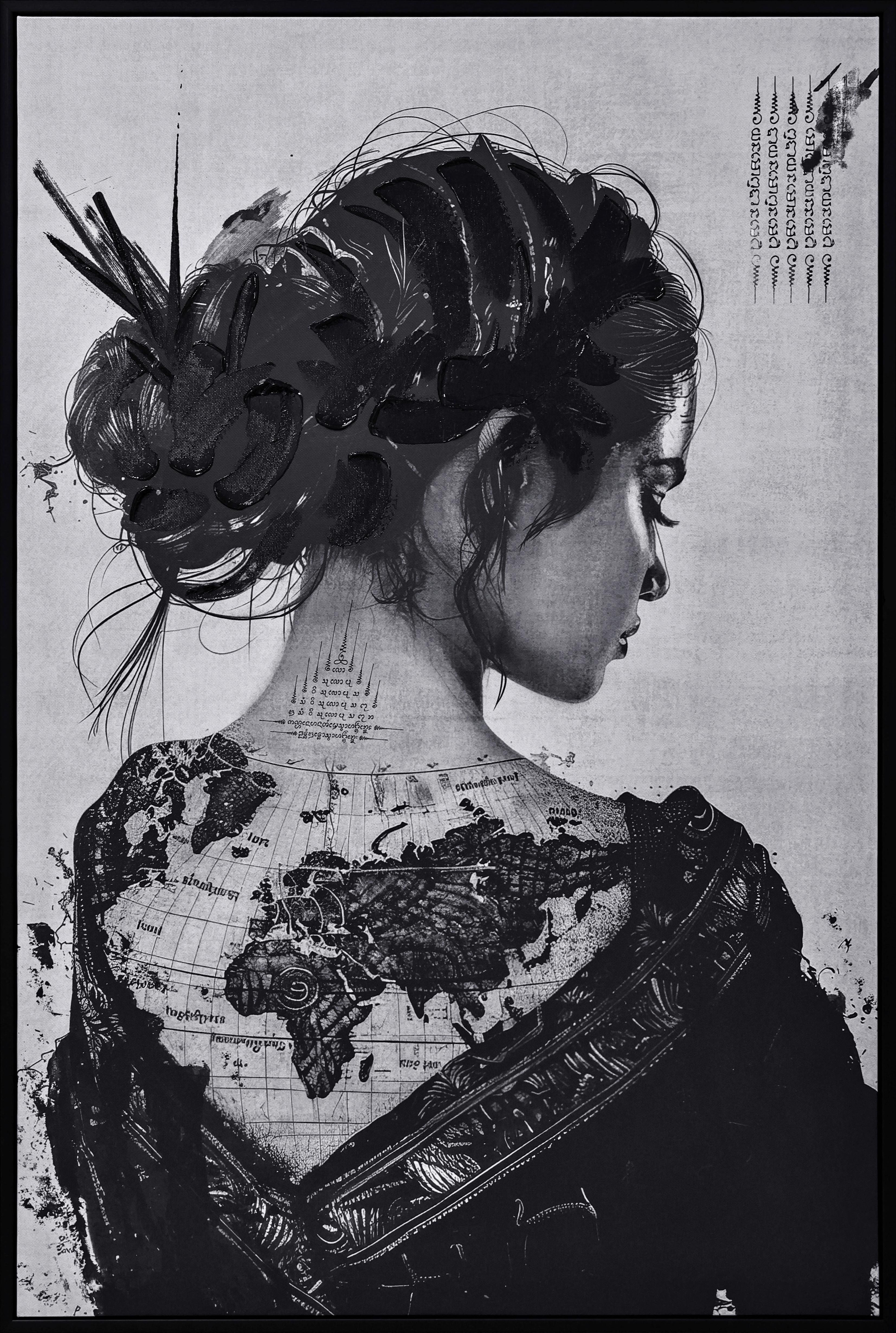 Tablou cu ramă The world cca. 62x92 cm - alb/negru, Modern, plastic/textil (62,4/92,4cm) - Mömax