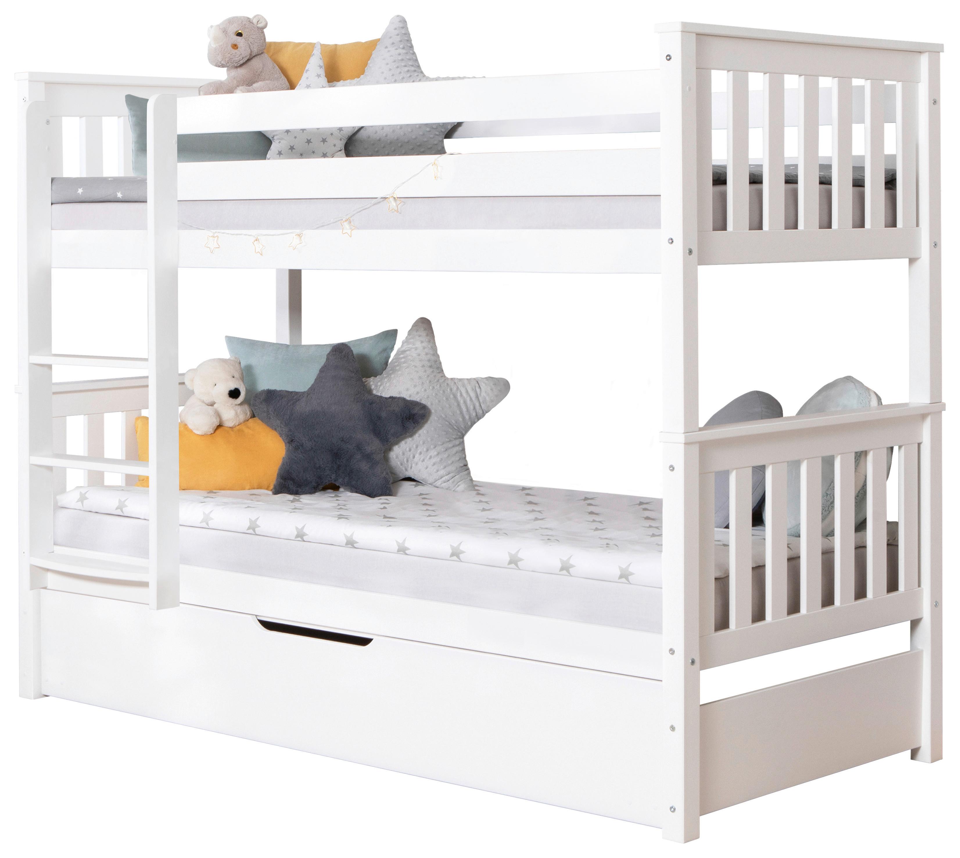 Pograd Sammy, Bela, Masivno, Pomožno Ležišče - bela, Moderno, les (90/200cm) - MID.YOU
