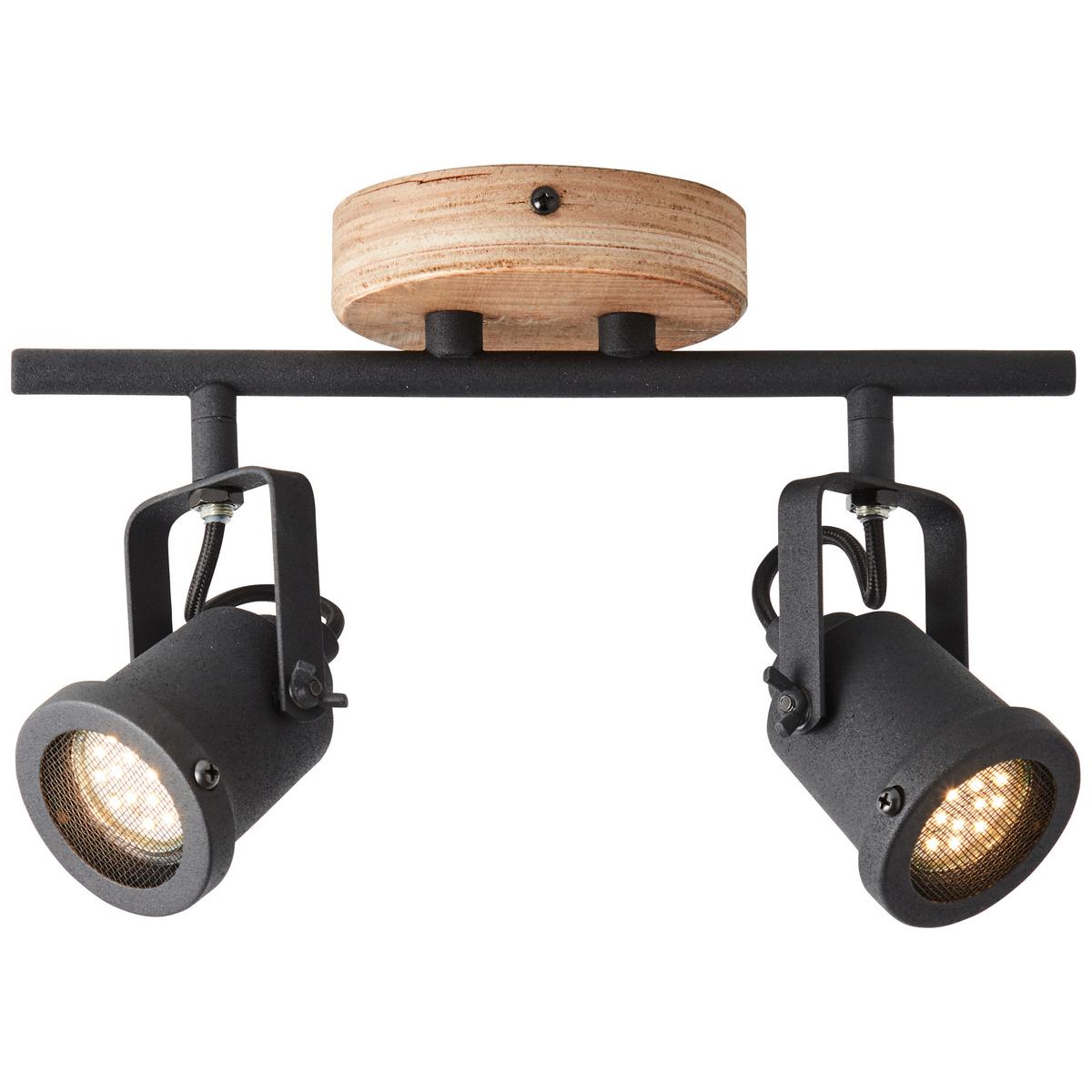 Deckenleuchte Inge Braun/Schwarz max. 6 Watt - Schwarz/Braun, Natur, Holz/Metall (30/17,5/12cm) - Brilliant
