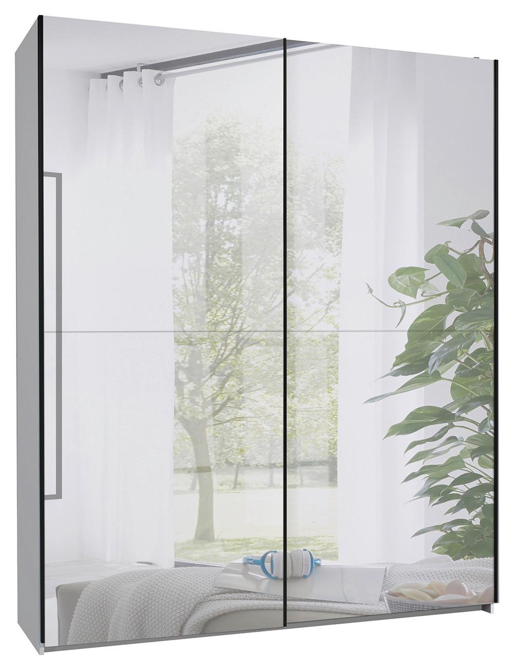 Schwebetürenschrank Noemi Weiß - Schwarz/Weiß, KONVENTIONELL, Glas/Holzwerkstoff (215/210/60cm) - Mömax