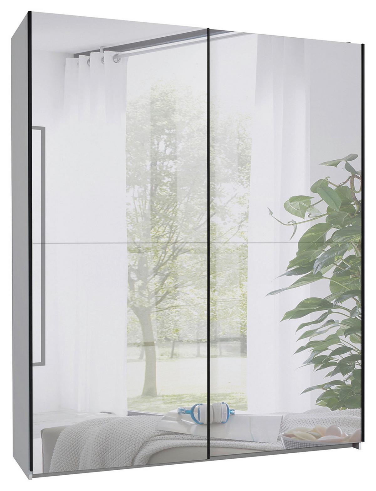 Schwebetürenschrank Noemi Weiß - Schwarz/Weiß, KONVENTIONELL, Glas/Holzwerkstoff (215/210/60cm) - Mömax