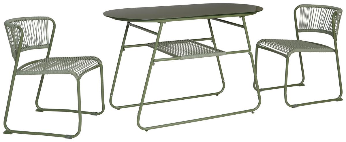 Balkonset Cristiano in Grün - Grün, Modern, Glas/Kunststoff (55/120/72cm) - Premium Living