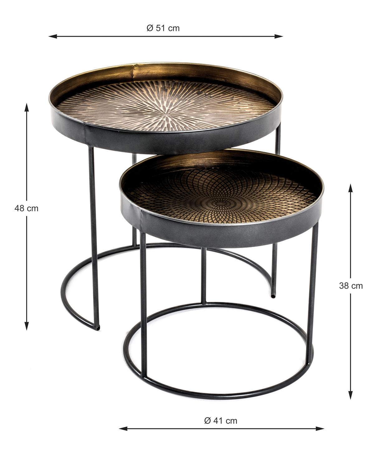 ZESTAW STOLIKÓW BOCZNYCH CELLE - czarny/kolor miedziany, Design, metal (38-41/38-41/48-51cm)
