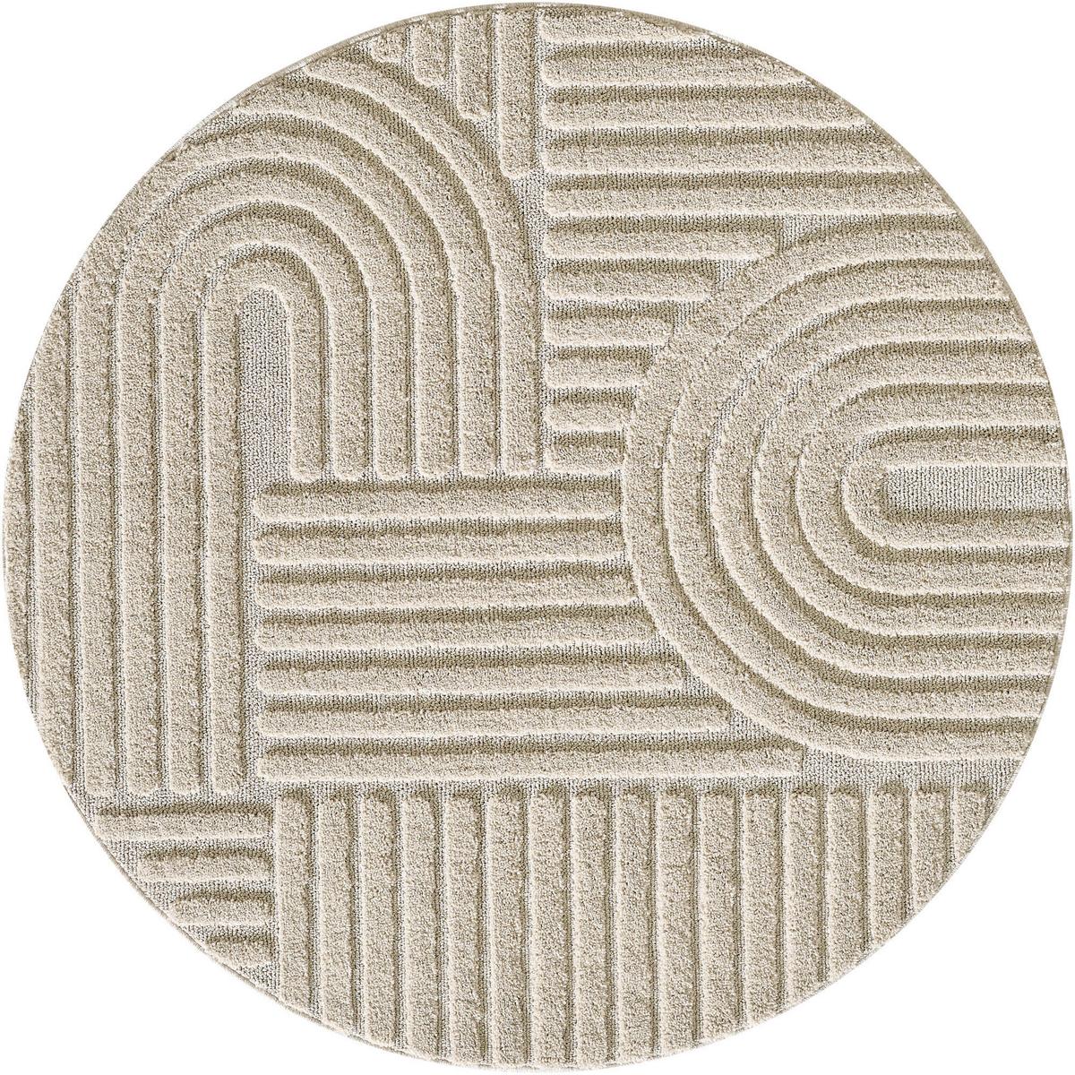 Hochflorteppich Boho Beige Ø ca. 160cm - Beige, Basics, Textil (160cm) - Novel