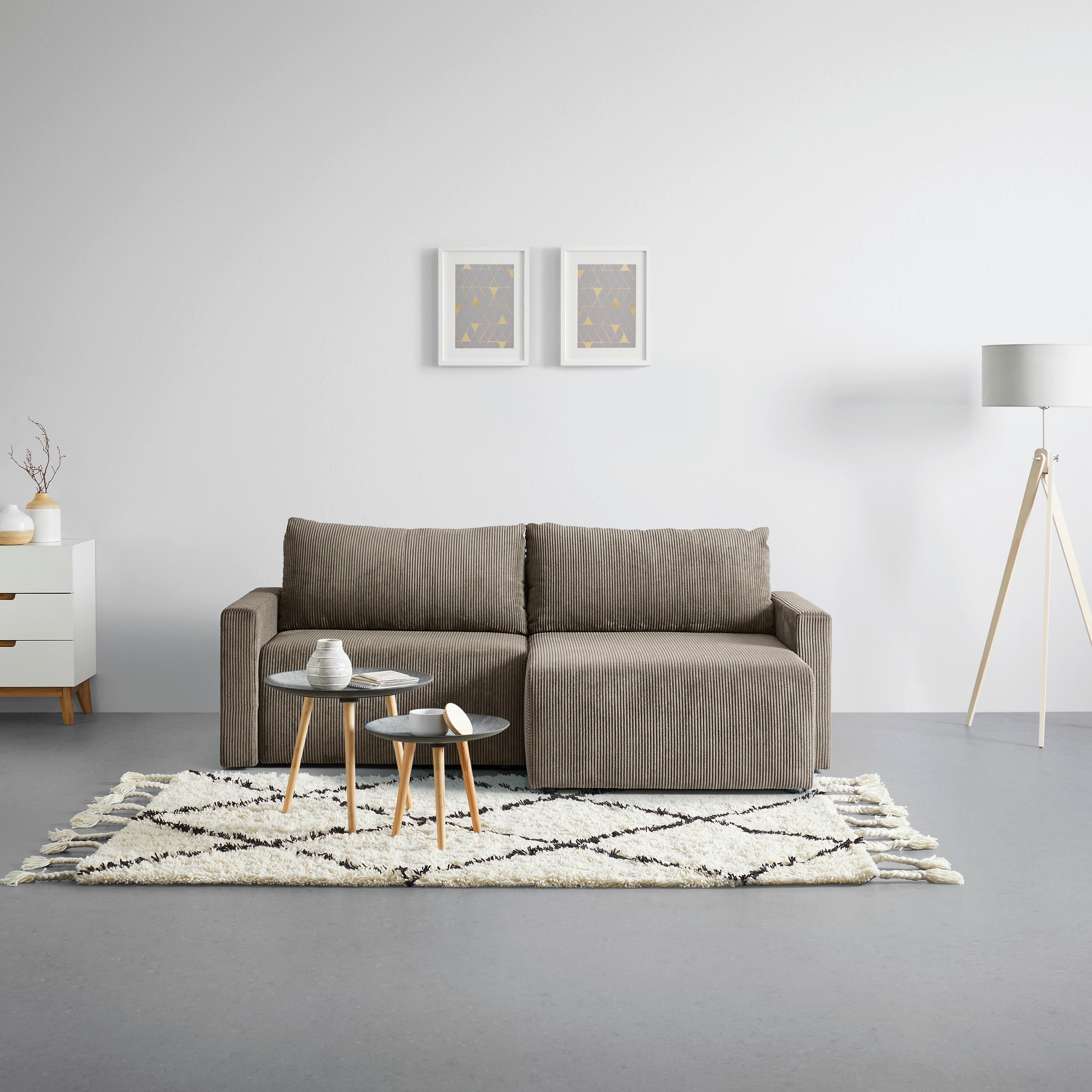 Ecksofa Dios Taupe - Taupe/Schwarz, MODERN, Holz/Kunststoff (228/91/146cm) - Based