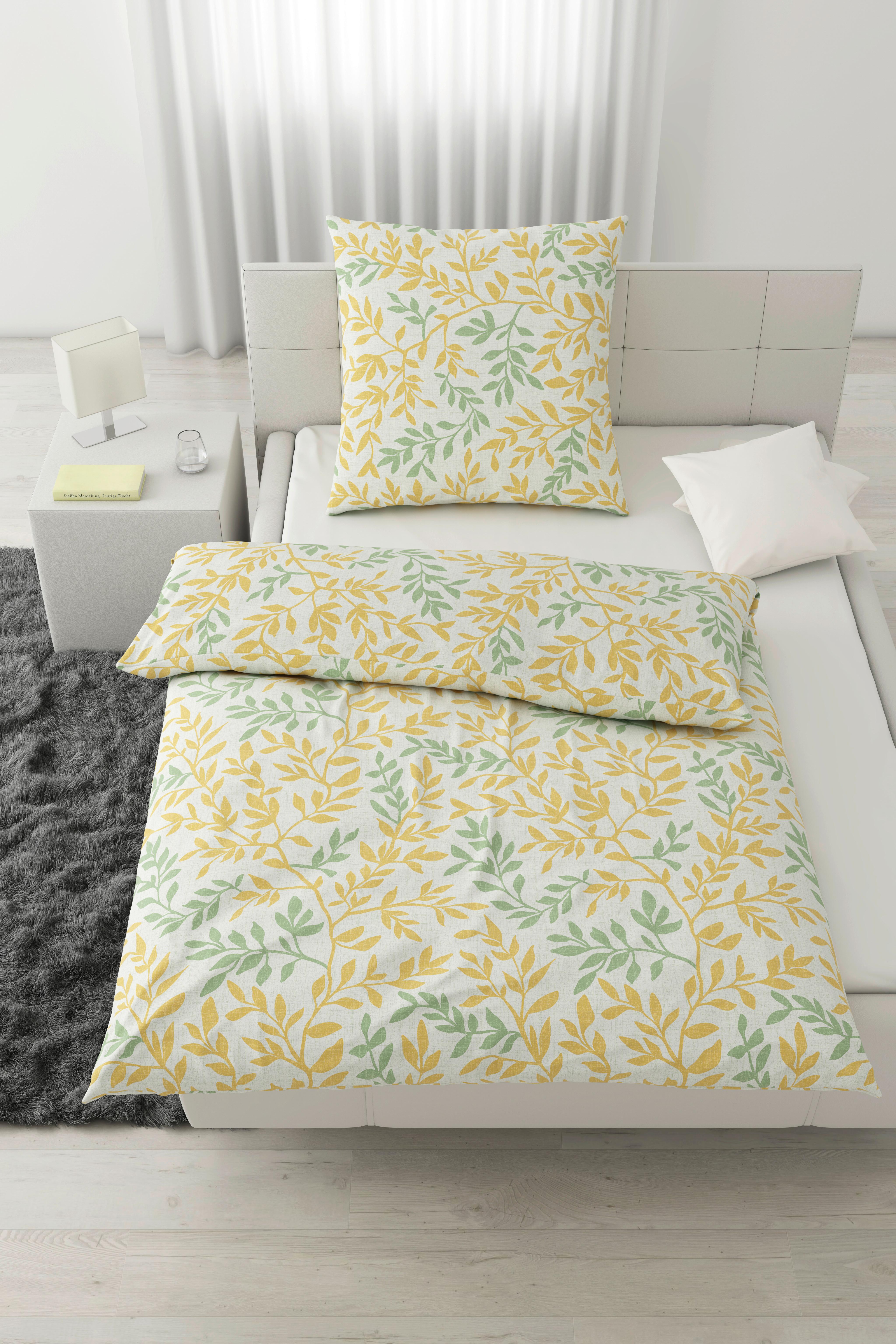 Bettwäsche Siglinde XL in Gelb/Grün ca. 155x220cm - Gelb/Grün, KONVENTIONELL, Textil (155/220cm) - Modern Living