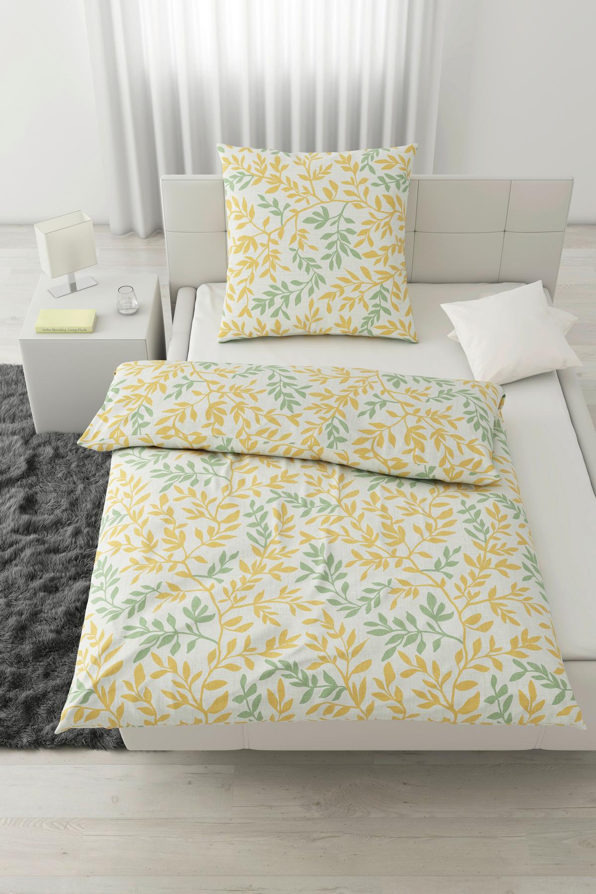 Bettwäsche Siglinde XL in Gelb/Grün ca. 155x220cm - Gelb/Grün, KONVENTIONELL, Textil (155/220cm) - Modern Living