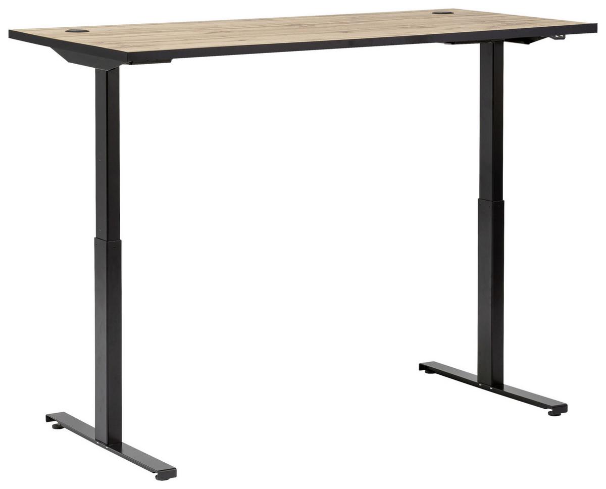 Schreibtisch Serie 2000 ca 160x75 cm Eiche - Eichefarben/Schwarz, KONVENTIONELL, Holzwerkstoff/Metall (160/70,5-117/75cm) - MID.YOU
