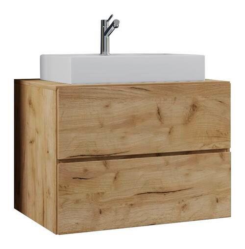 Waschtischkombi Lendas ca. 80 cm Honigeiche - Honigeiche/Weiß, MODERN, Keramik/Holzwerkstoff (80/64,2/51,4cm) - MID.YOU
