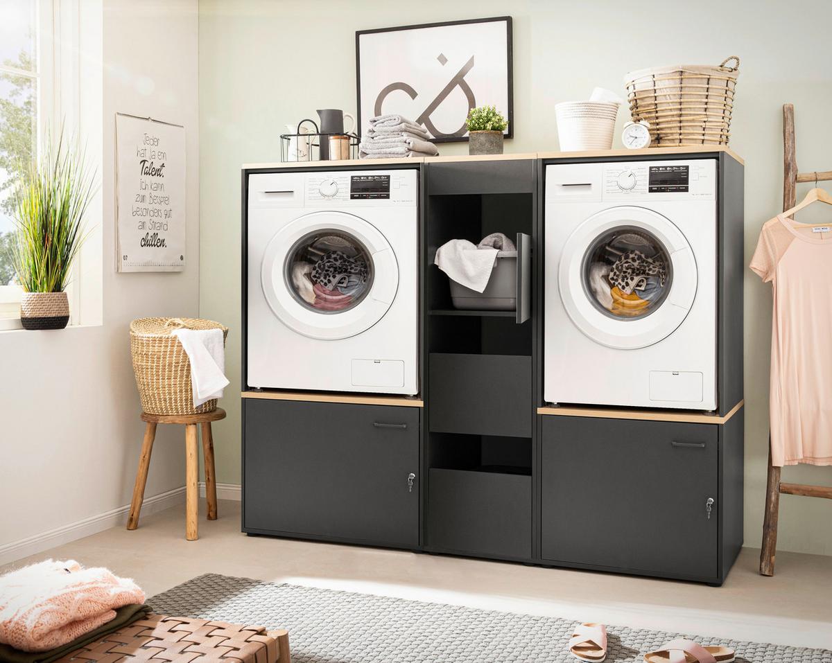 Mehrzweckschrank Solea Anthrazit/Eiche - Eichefarben/Anthrazit, MODERN, Holzwerkstoff/Kunststoff (45,10/154,7/60cm) - MID.YOU