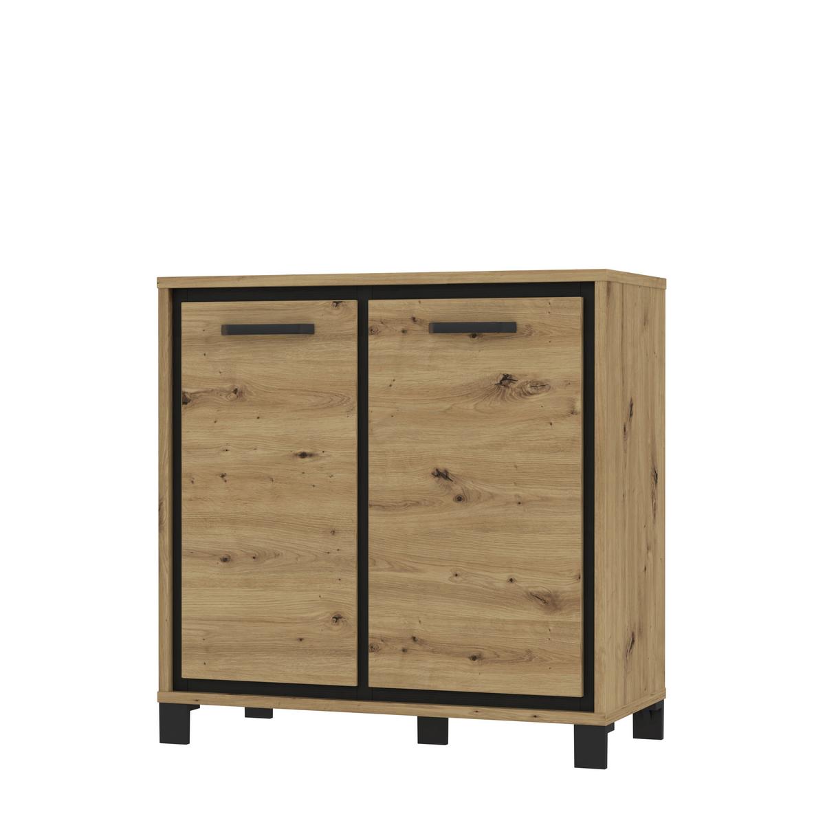 Kommode "Trondheim" , Schwarz, Eiche - Eichefarben/Schwarz, MODERN, Holzwerkstoff/Kunststoff (91,4/91,2/41,5cm) - MID.YOU
