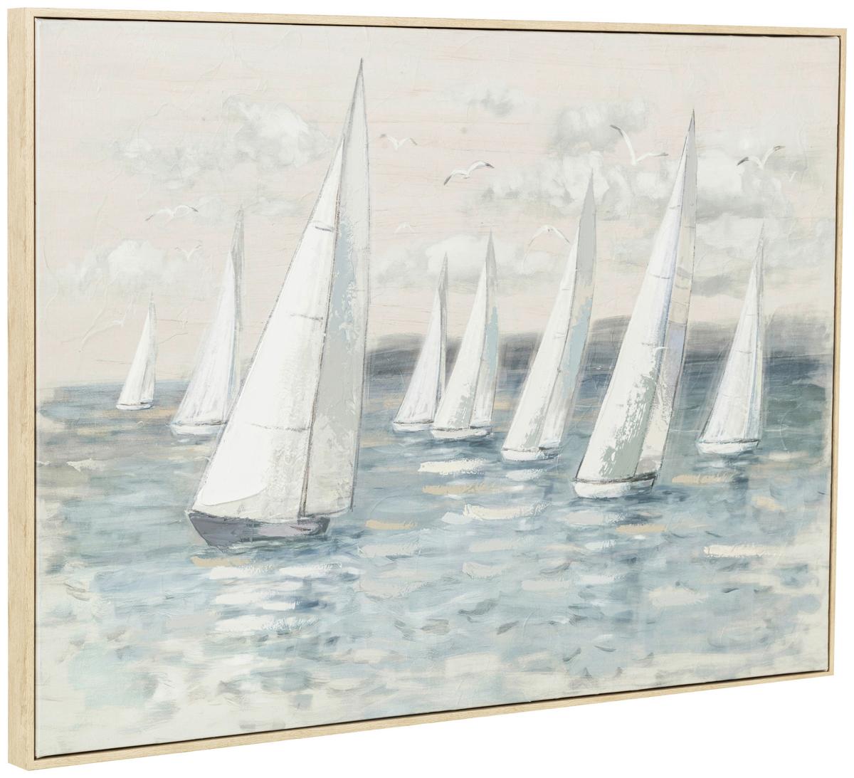 Slika Sa Ramom 100x70cm Maris - bela/pastelno plava, Konvencionalno, drvo/tekstil (100/70/2,8cm) - Mömax