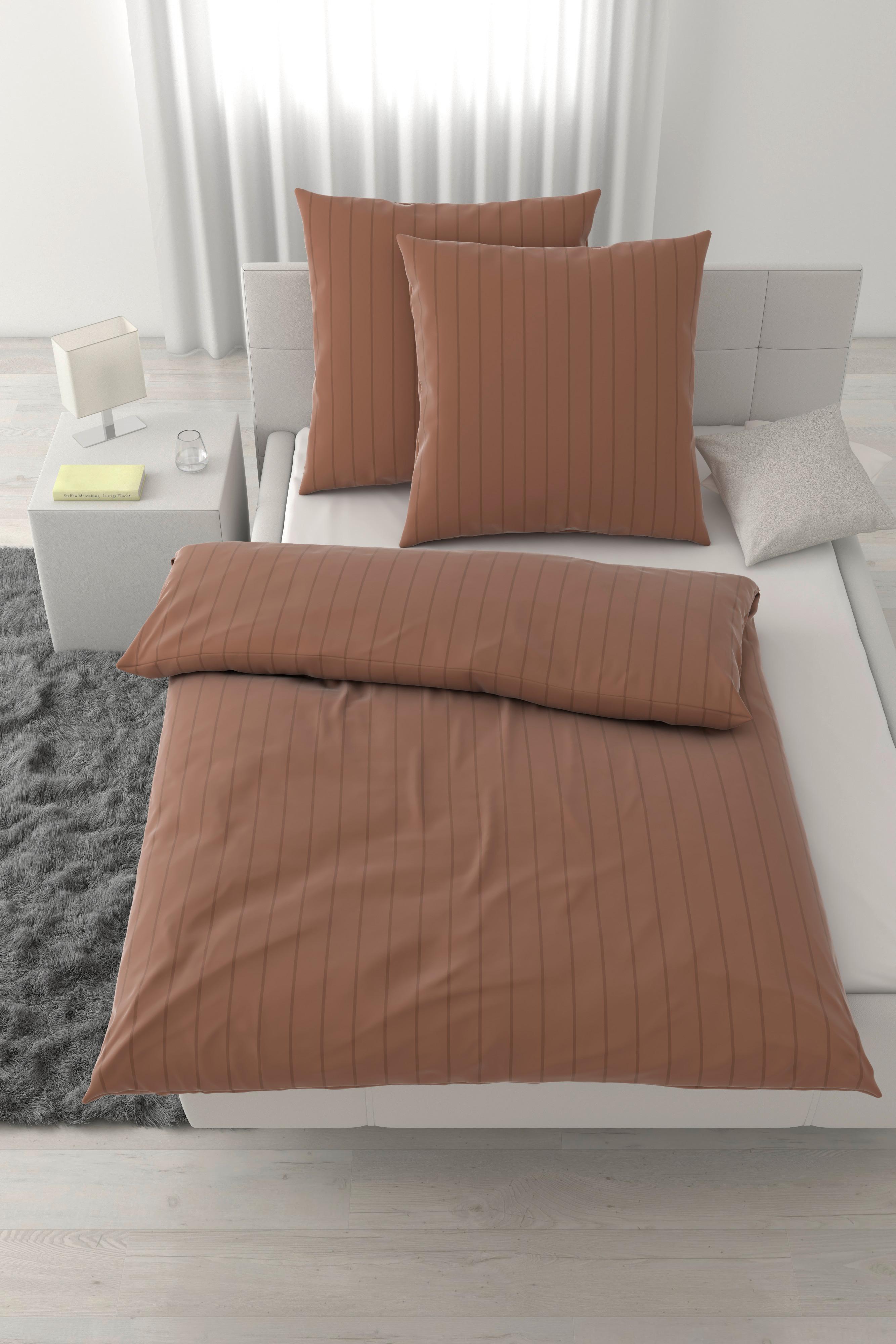 Bettwäsche Dobby Streif XXL Mokka ca. 200x200cm - Mokka, Textil (200/200cm) - Mömax