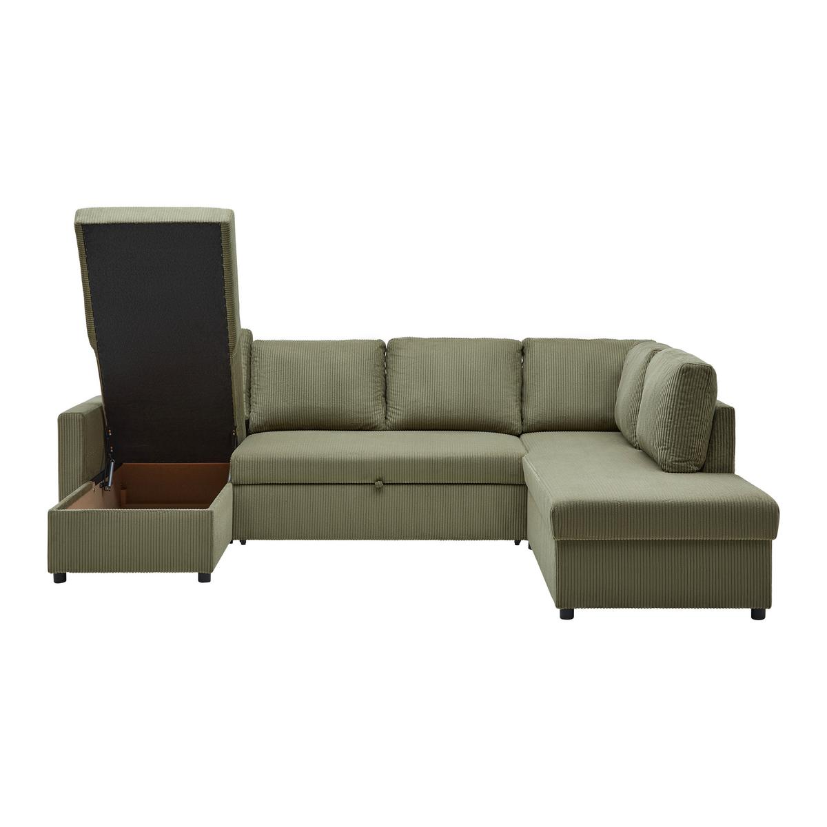 Wohnlandschaft Martina Acv Rechts Kaki - Schwarz/Grün, MODERN, Holz/Holzwerkstoff (276/89/204cm) - Mömax