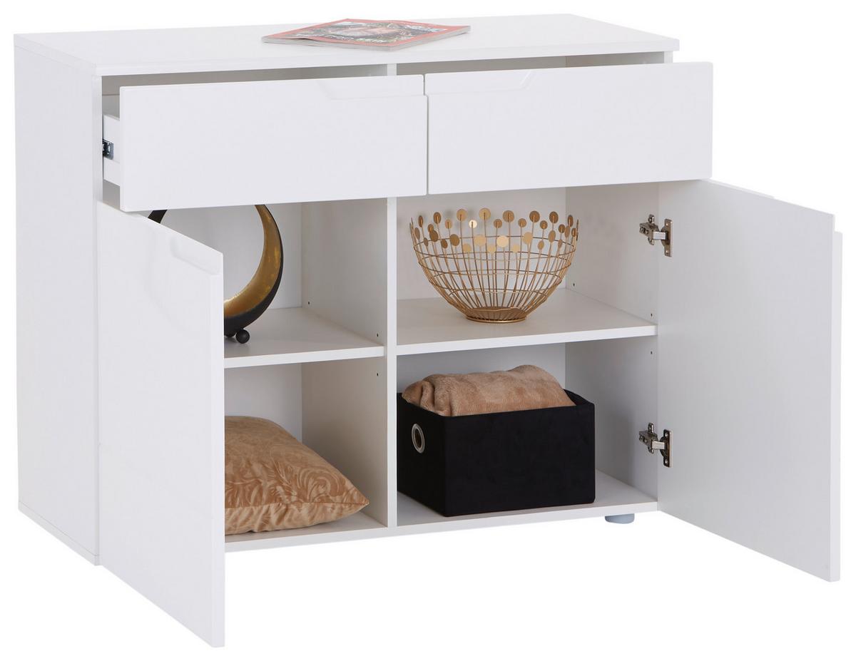 Komoda Hilton - bijela/bijela visoki sjaj, Moderno, drvni materijal/plastika (100/81,4/40cm) - Modern Living