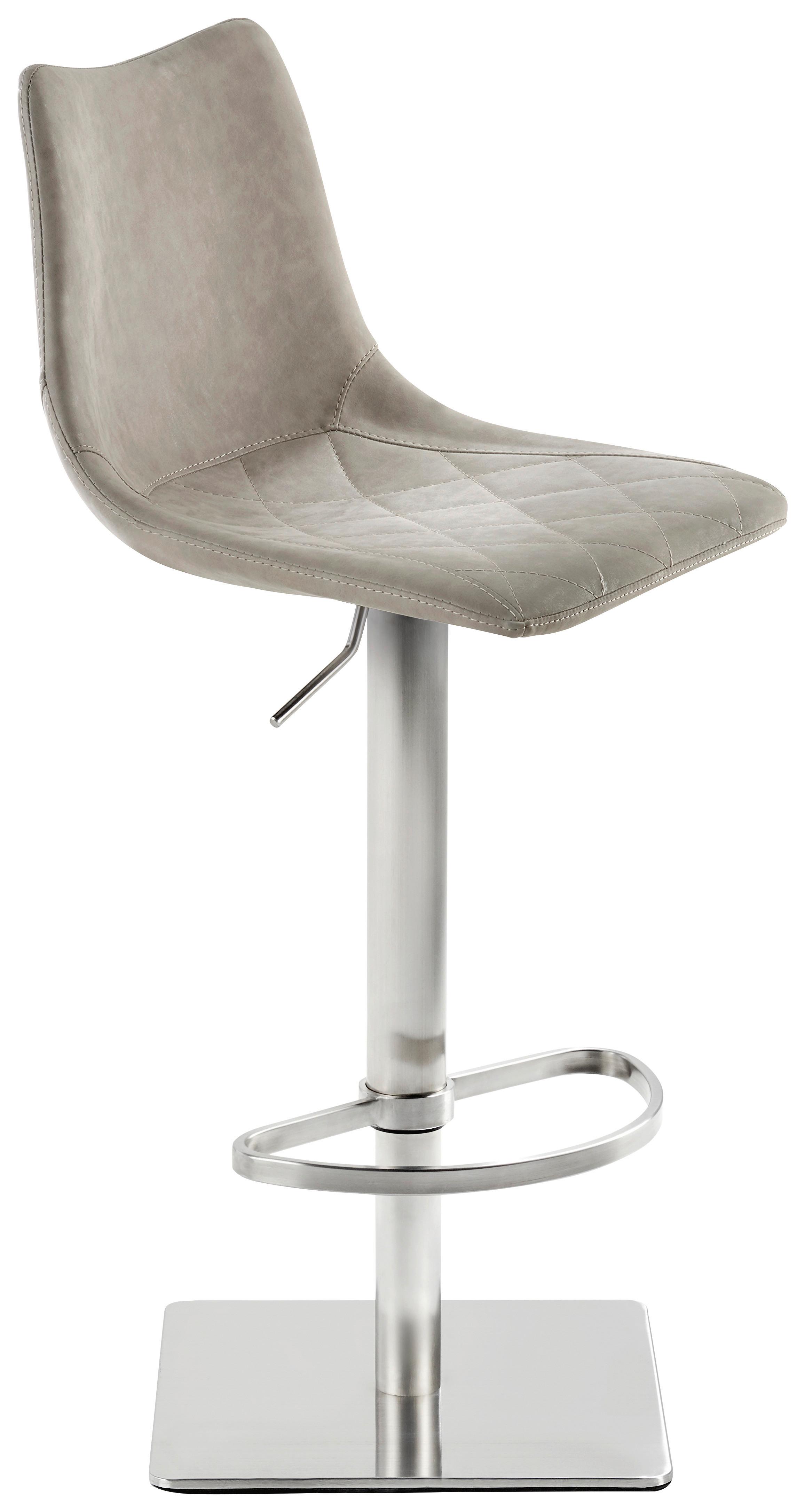 Tresenstuhl "My Tobi", grau - Edelstahlfarben/Grau, KONVENTIONELL, Holz/Textil (43/85-110/50cm) - Livetastic