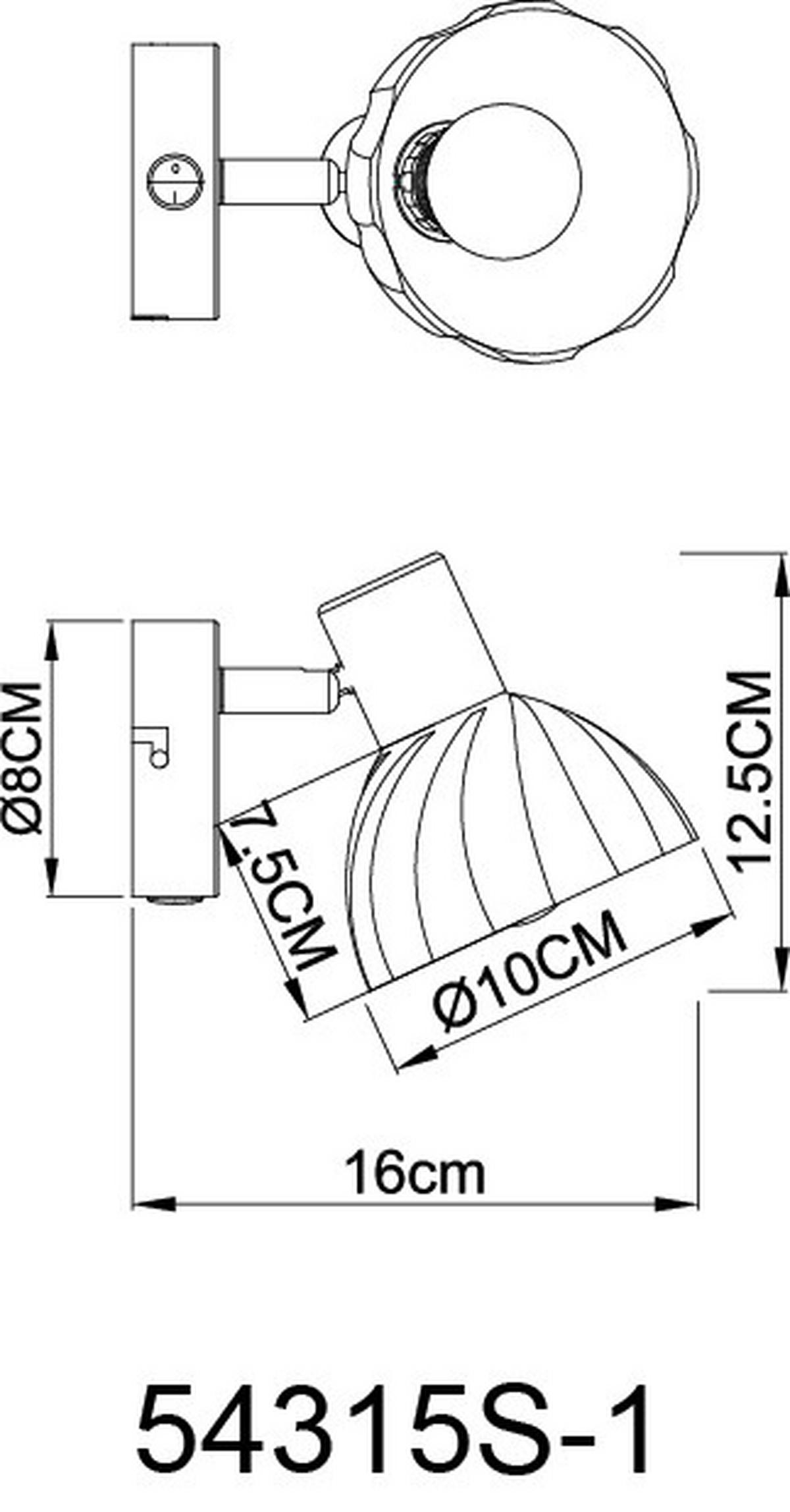 STRAHLER 54315S-1 ZACHERY - Schwarz/Grau, Konventionell, Glas/Metall (10/12,5cm) - Globo