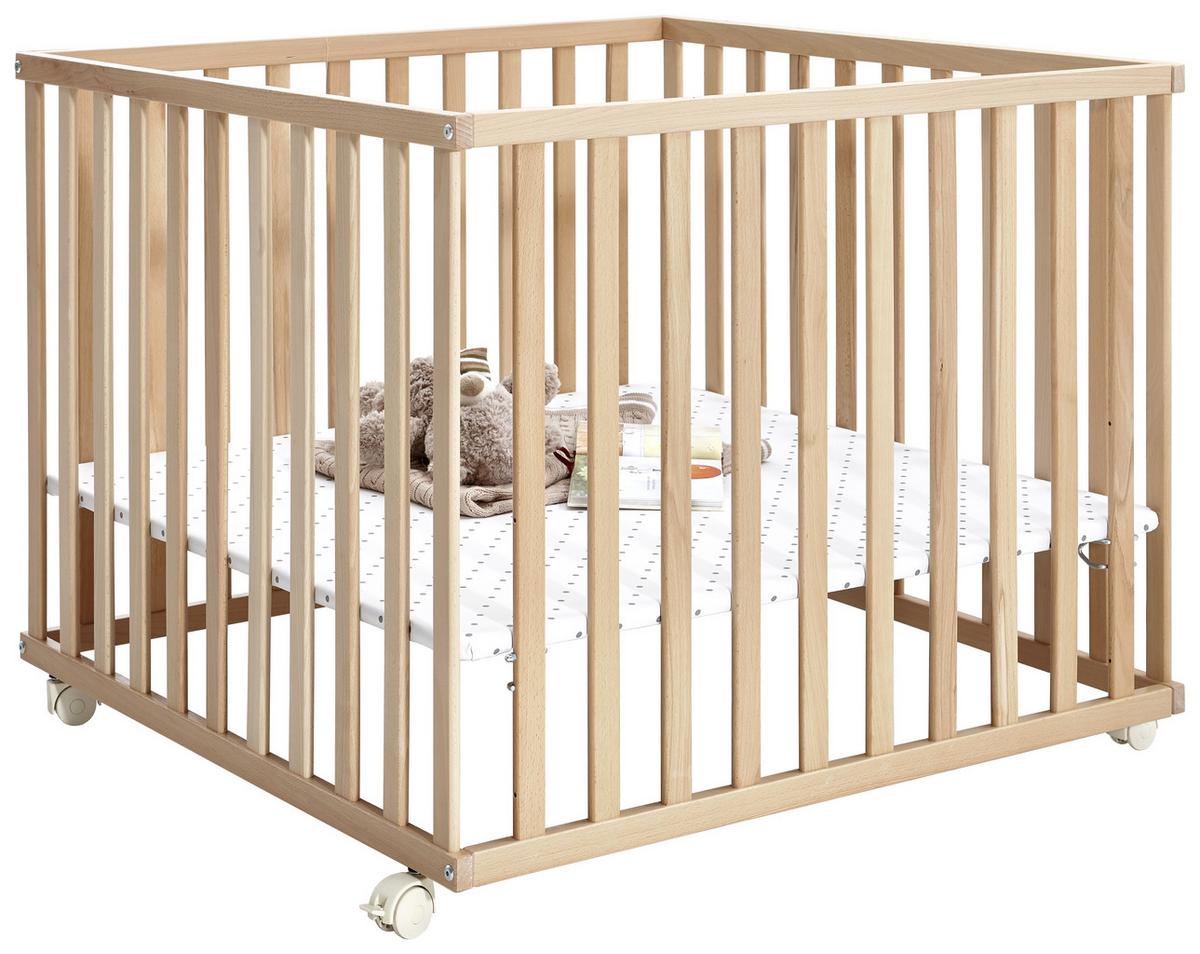 KOJEC NA KÓŁKACH ROMEO - kolor bukowy, Basics, tworzywo sztuczne/drewno (97/97/70cm) - My Baby Lou