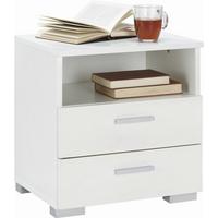 Nachtkästchen in Weiss - Weiss/Alufarben, Konventionell, Holzwerkstoff/Kunststoff (45/47/35cm) - Mömax