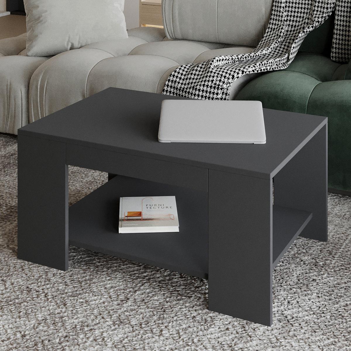 Couchtisch Lina Couchtisch - Anthrazit, Design, Holzwerkstoff (90/60/44cm) - Livetastic