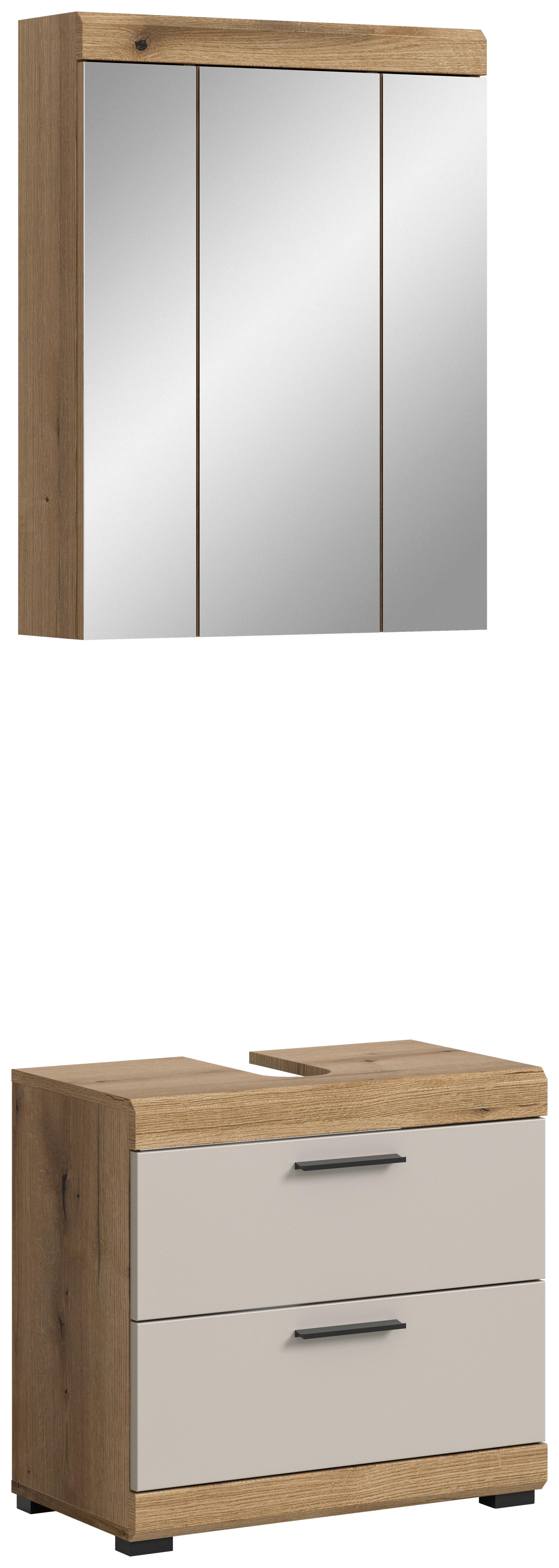 Badezimmer Scout 2-tlg. ca. 60 cm Kaschmir - Kaschmir/Schwarz, MODERN, Glas/Holzwerkstoff (60cm) - MID.YOU