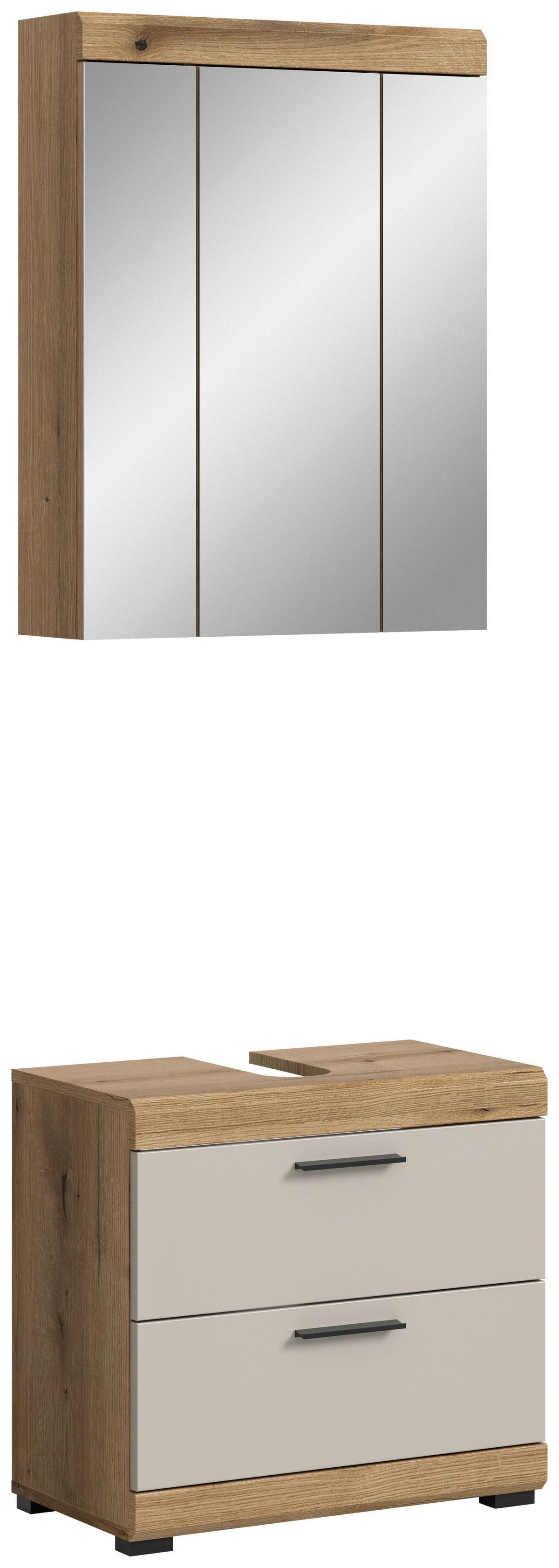 Badezimmer Scout 2-tlg. ca. 60 cm Kaschmir - Kaschmir/Schwarz, MODERN, Glas/Holzwerkstoff (60cm) - MID.YOU