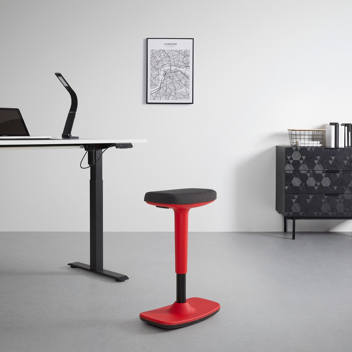 Bürohocker Leon Rot/Schwarz - Rot/Schwarz, KONVENTIONELL, Kunststoff/Textil (44/53-78/24cm) - Mömax