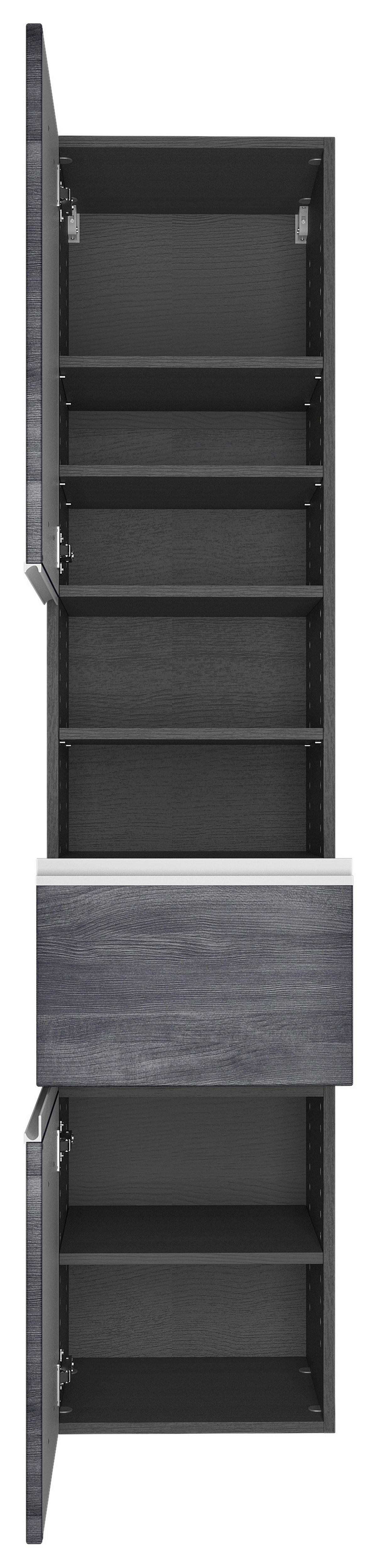 Hochschrank in Grau 'Arezzo' - Silberfarben/Alufarben, Basics, Holzwerkstoff/Kunststoff (40/180/35cm) - Held