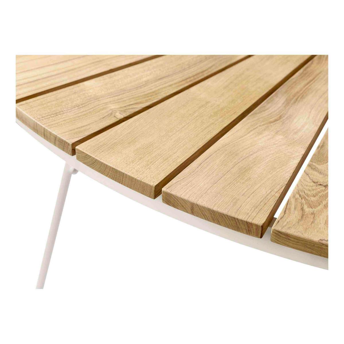 Gartentischgruppe Ellen Weiß/Teak 5-tlg. - Naturfarben/Weiß, Natur, Holz - Gardenson