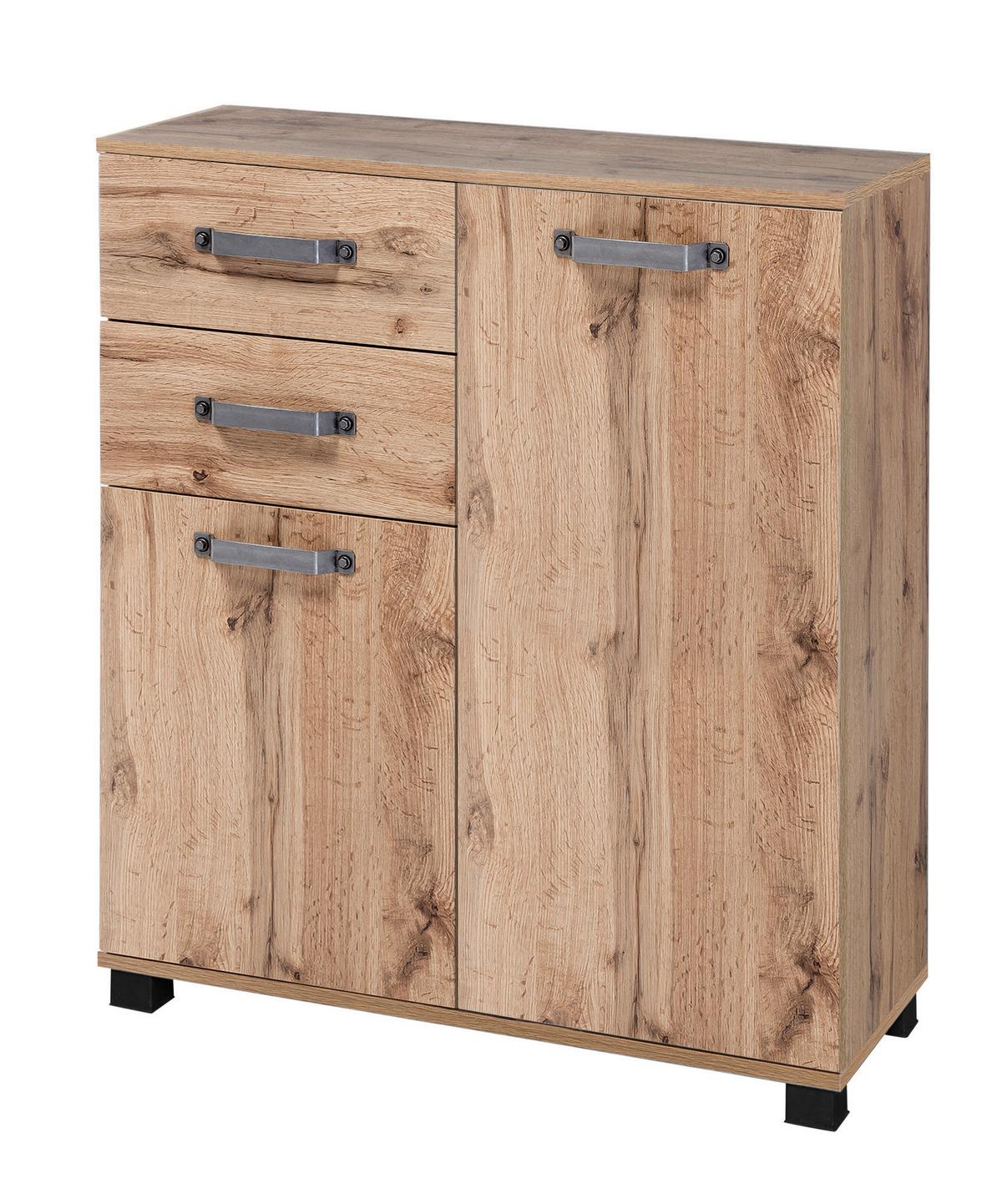 Unterschrank Milan Eichefarben - Eichefarben/Schwarz, KONVENTIONELL, Holzwerkstoff/Metall (80,6/94,8/32cm) - MID.YOU