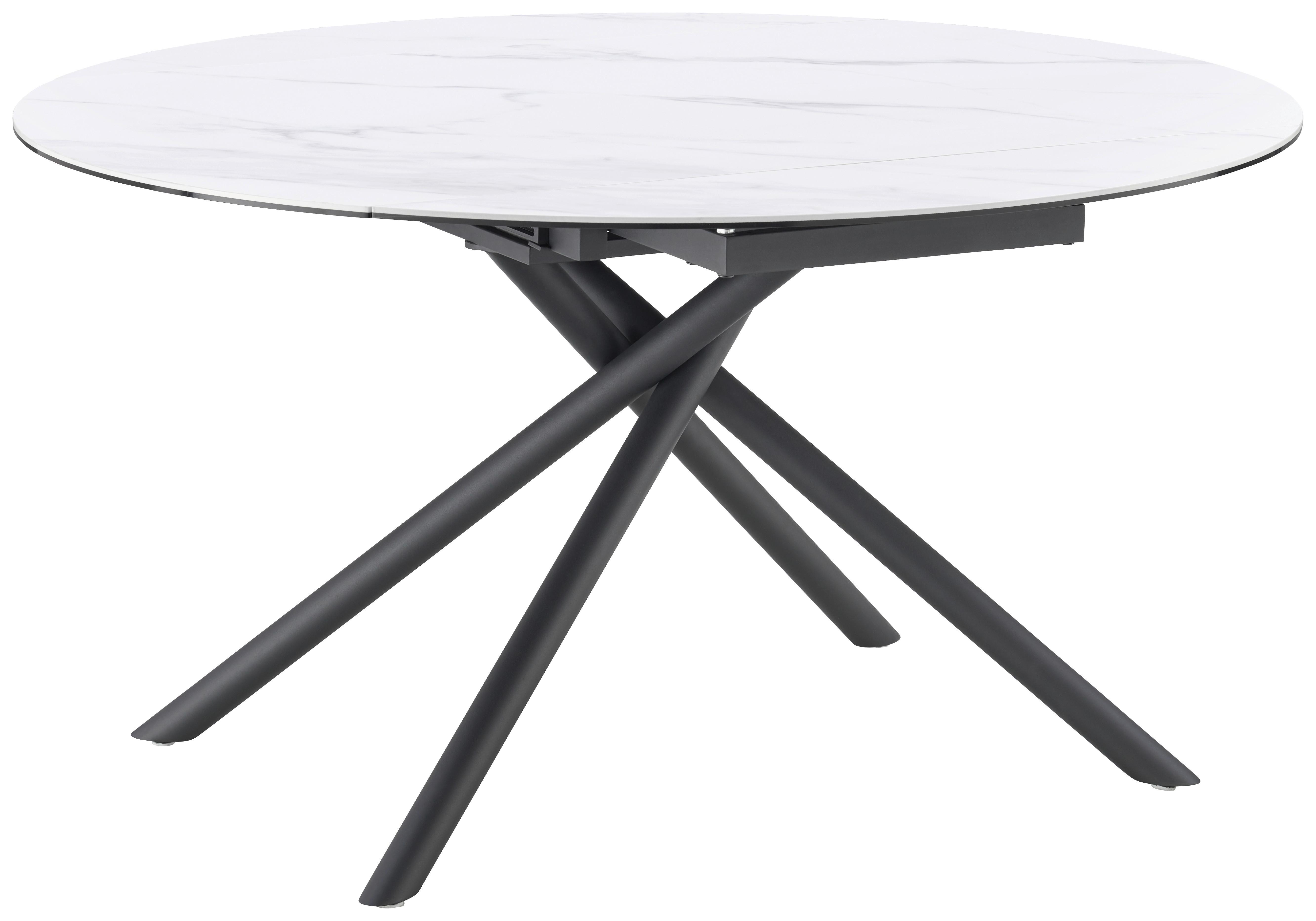 Jedilna Miza Tiana, Bela, Keramika, 90-140x40 - črna/bela, Trendi, kovina/steklo (90-140/76/140cm) - MID.YOU