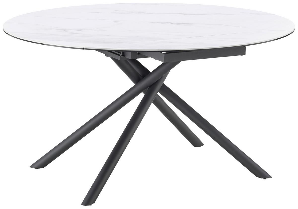 Jedilna Miza Tiana, Bela, Keramika, 90-140x40 - črna/bela, Trendi, kovina/steklo (90-140/76/140cm) - MID.YOU