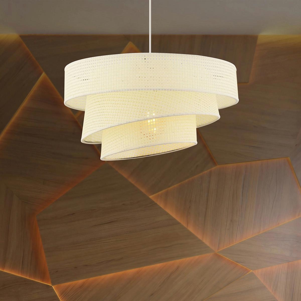 LAMPA WISZĄCA COUPER HAZERAN - WHITE - biały, Design, metal/tkanina (40/72cm) - P & B