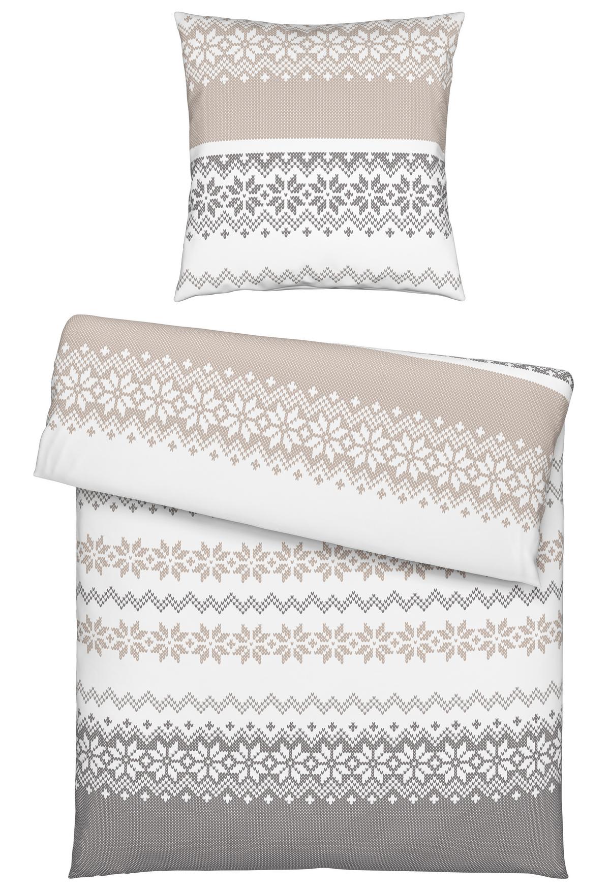 Bettwäsche Snow Rose Grau/Weiß/Beige ca. 135x200cm - Beige/Weiß, Textil (135/200cm) - Mömax