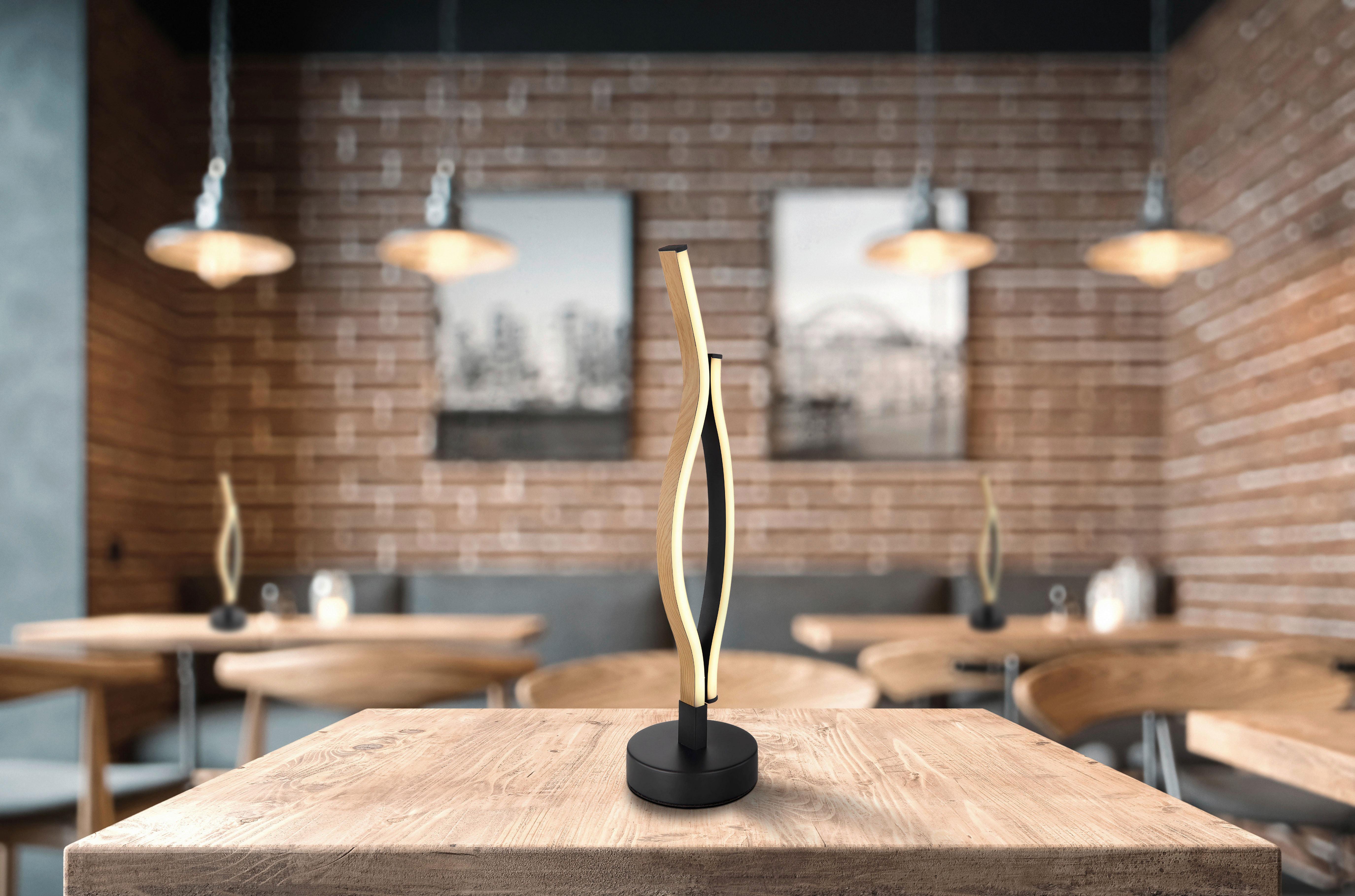 LED-TISCHLEUCHTE 67206TW GERONIMO - Weiss/Dunkelbraun, Natur, Kunststoff/Metall (12/47cm) - Globo