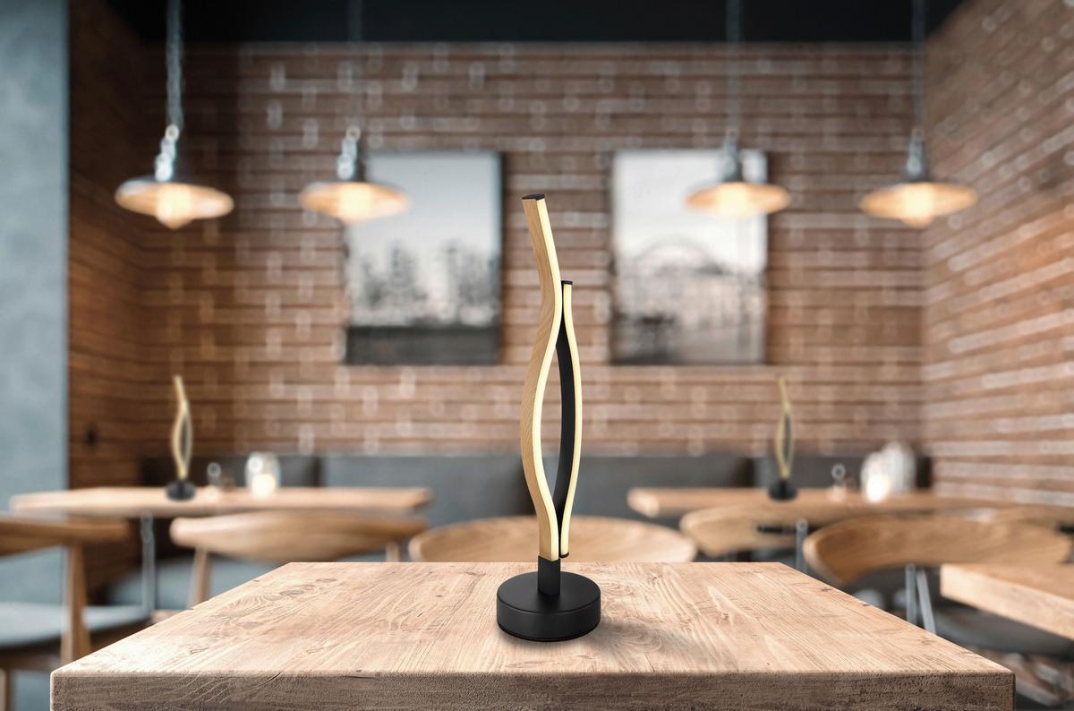 LED-TISCHLEUCHTE 67206TW GERONIMO - Weiss/Dunkelbraun, Natur, Kunststoff/Metall (12/47cm) - Globo