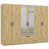 GARDEROB MED GÅNGJÄRNSDÖRRAR MILOS 6T1S2S - ek Artisan/svart, Modern, trämaterial/glas (270/210/54cm) - Mömax