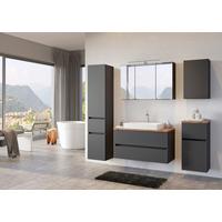 Badezimmer Pienza mit LED ca. 100 cm Grau/Eiche - Eichefarben/Weiß, Basics, Keramik/Holzwerkstoff (100cm) - Held