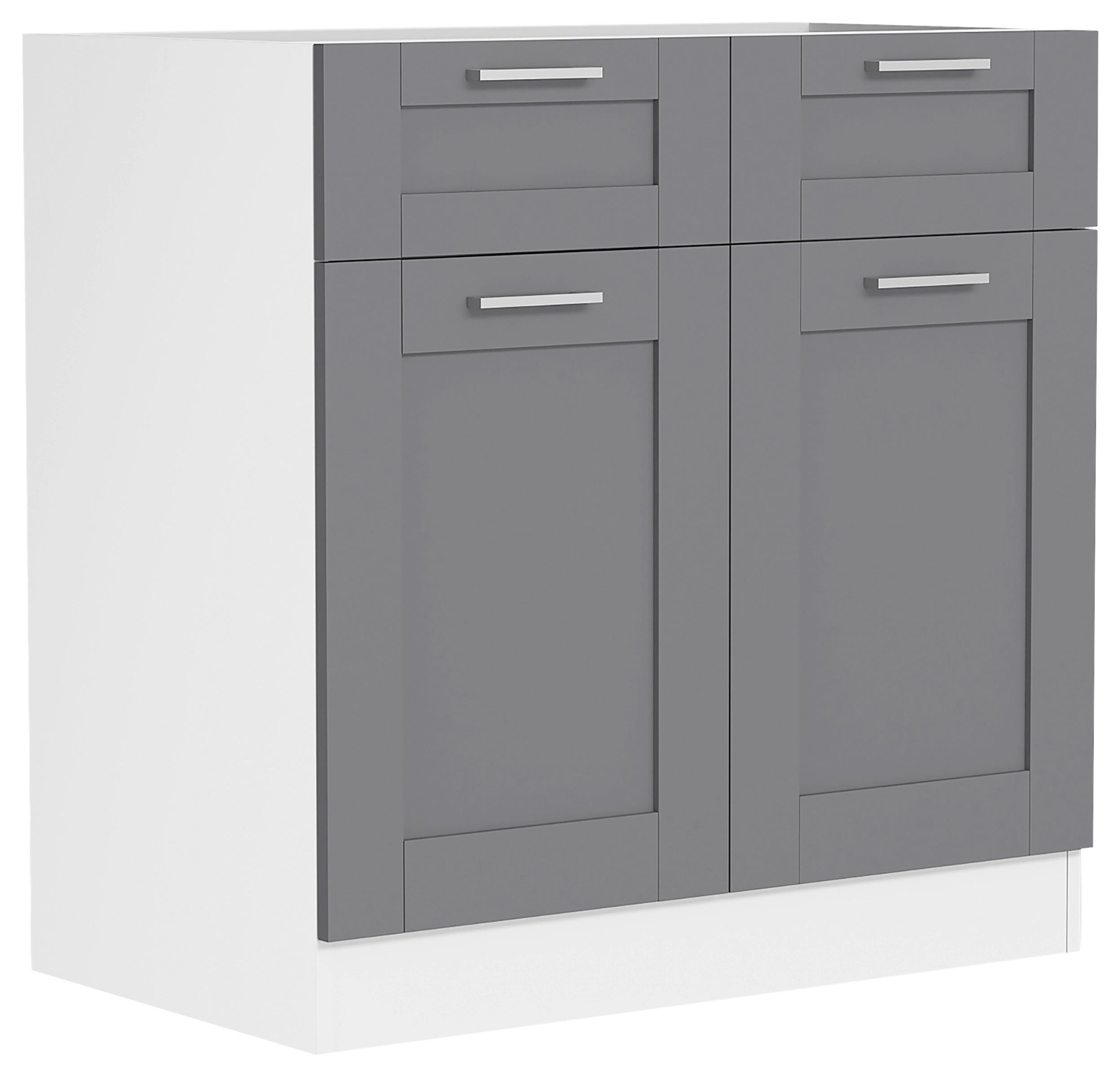 Küchenunterschrank Colura - Weiss/Anthrazit, Trend, Holzwerkstoff/Kunststoff (80/82/46cm) - MID.YOU