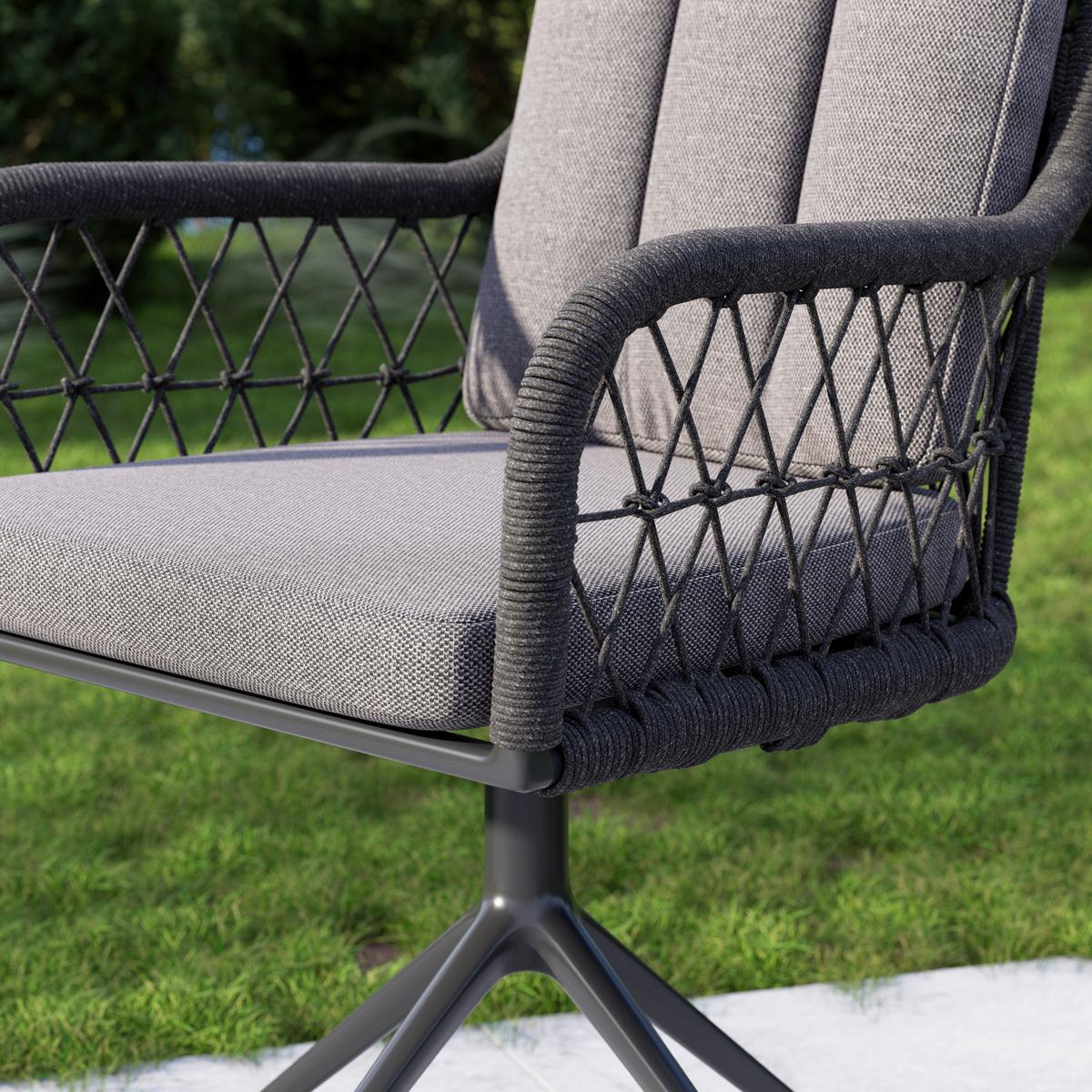 Gartenstuhl Bella Hellgrau/Dunkelgrau - Dunkelgrau/Hellgrau, MODERN, Textil/Metall (59/61/80cm) - Mömax
