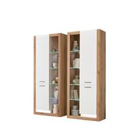 WOHNWAND BRIXEN - Eichefarben/Schwarz, Design, Glas/Holzwerkstoff (180/195/37cm) - MID.YOU