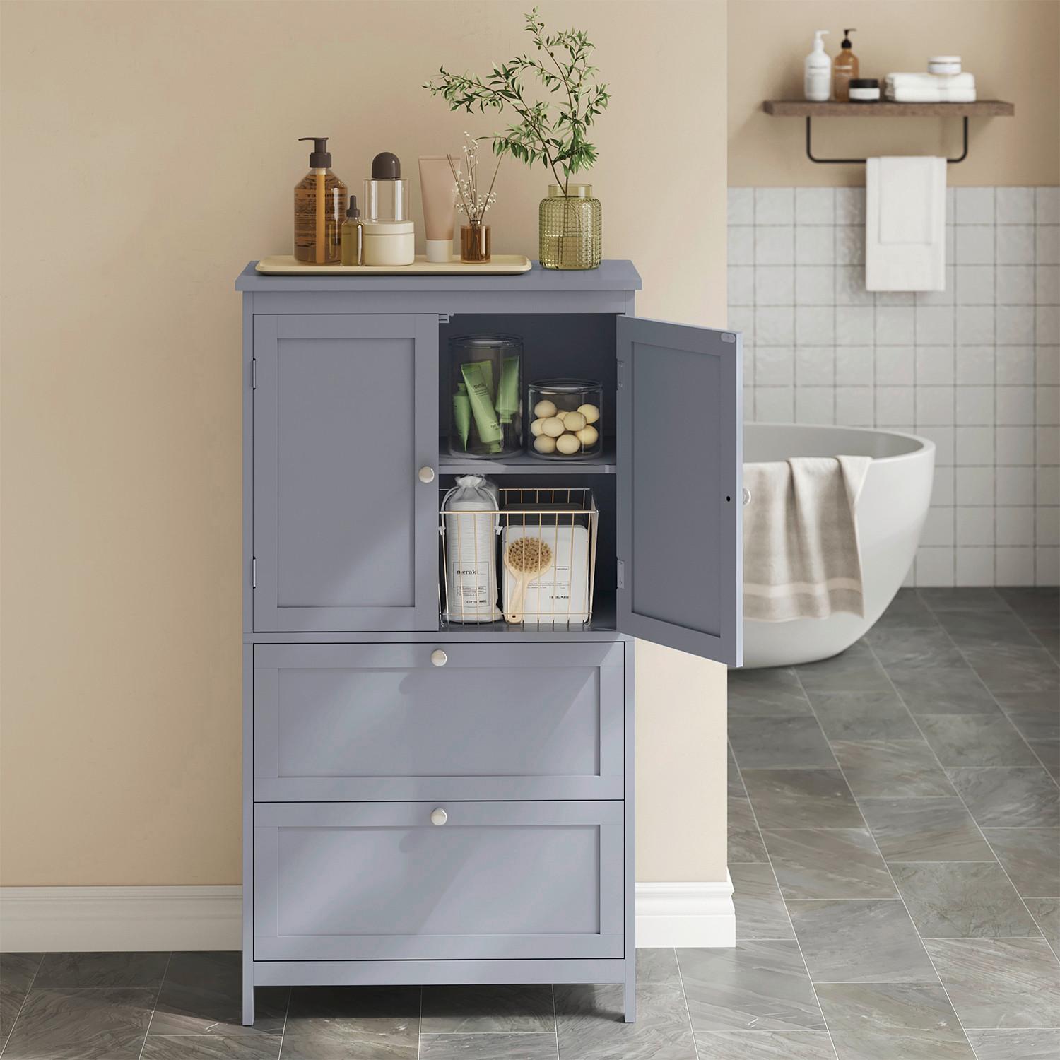 MIDISCHRANK BATHROOM CABINET - Chromfarben/Grau, MODERN, Holzwerkstoff/Metall (60/110/30cm) - MID.YOU