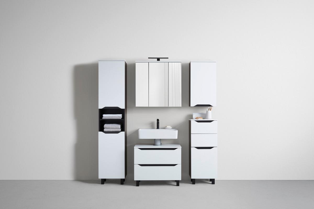 Hochschrank Wave II in Schwarz/Weiß - Weiss/Schwarz, Modern, Holzwerkstoff (40/190/30cm) - Mömax