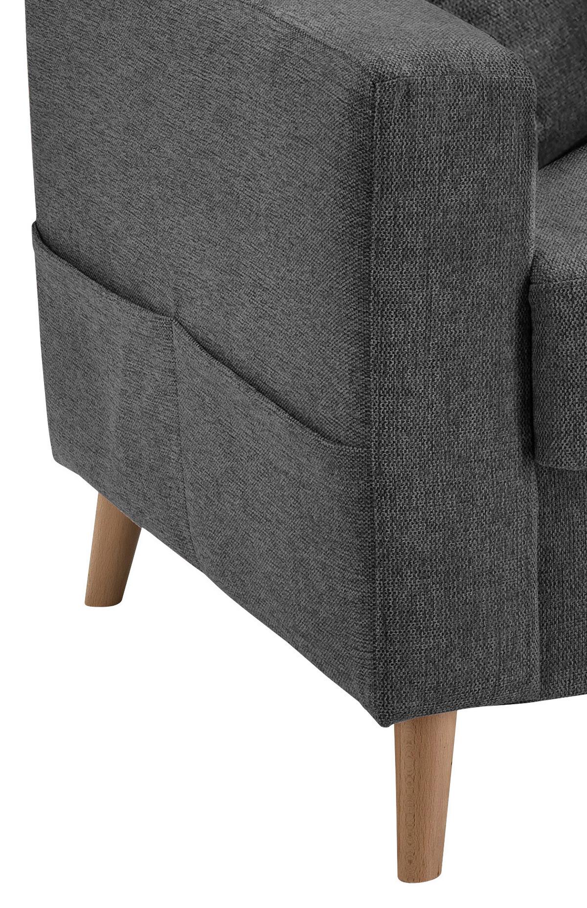 Wohnlandschaft Valentina Anthrazit Struktur - Anthrazit/Naturfarben, KONVENTIONELL, Holz/Textil (228/150cm) - P & B