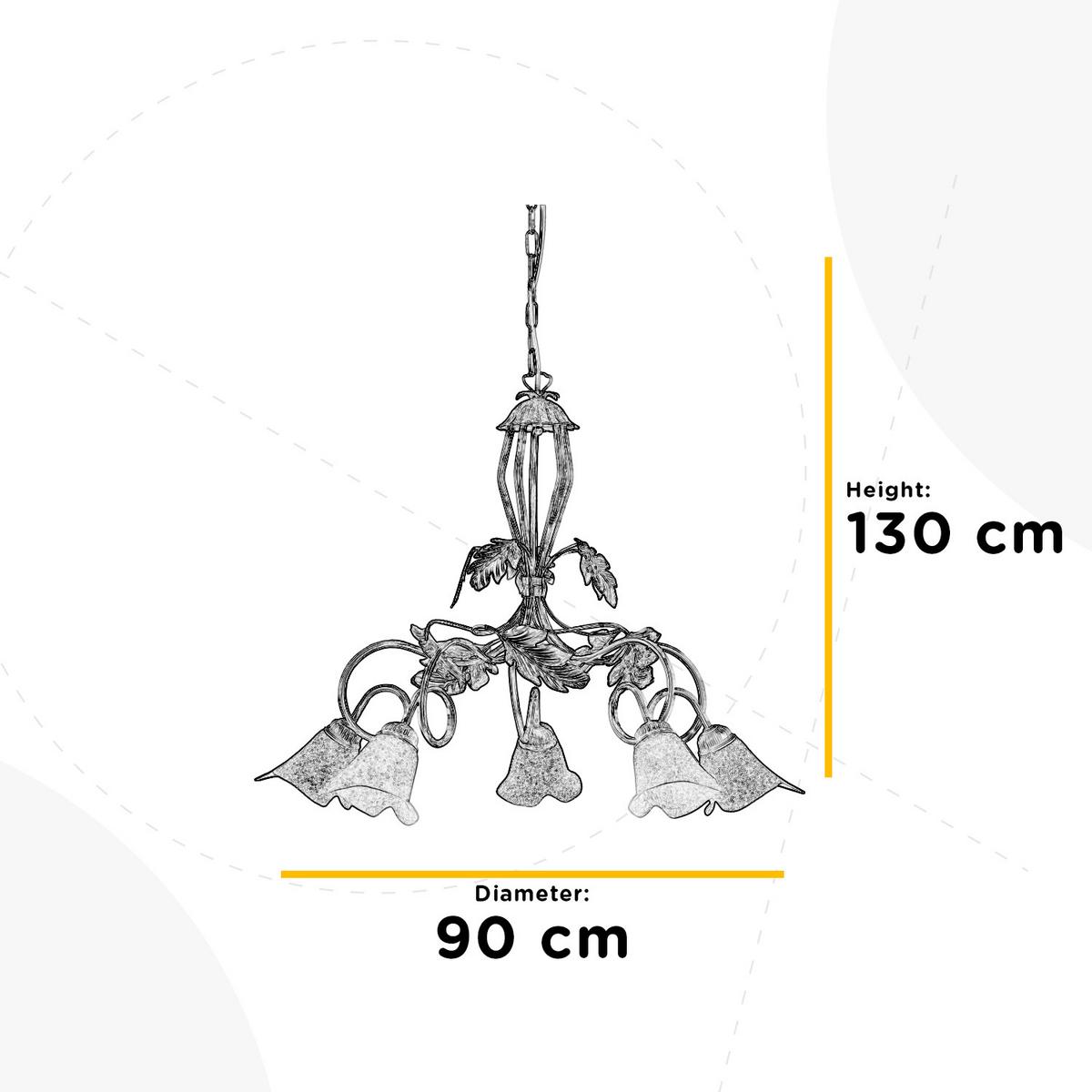 Kronleuchter Marilena Silber/Weiß max. 6 Watt - Silberfarben/Weiß, KONVENTIONELL, Glas/Metall (90/130cm)