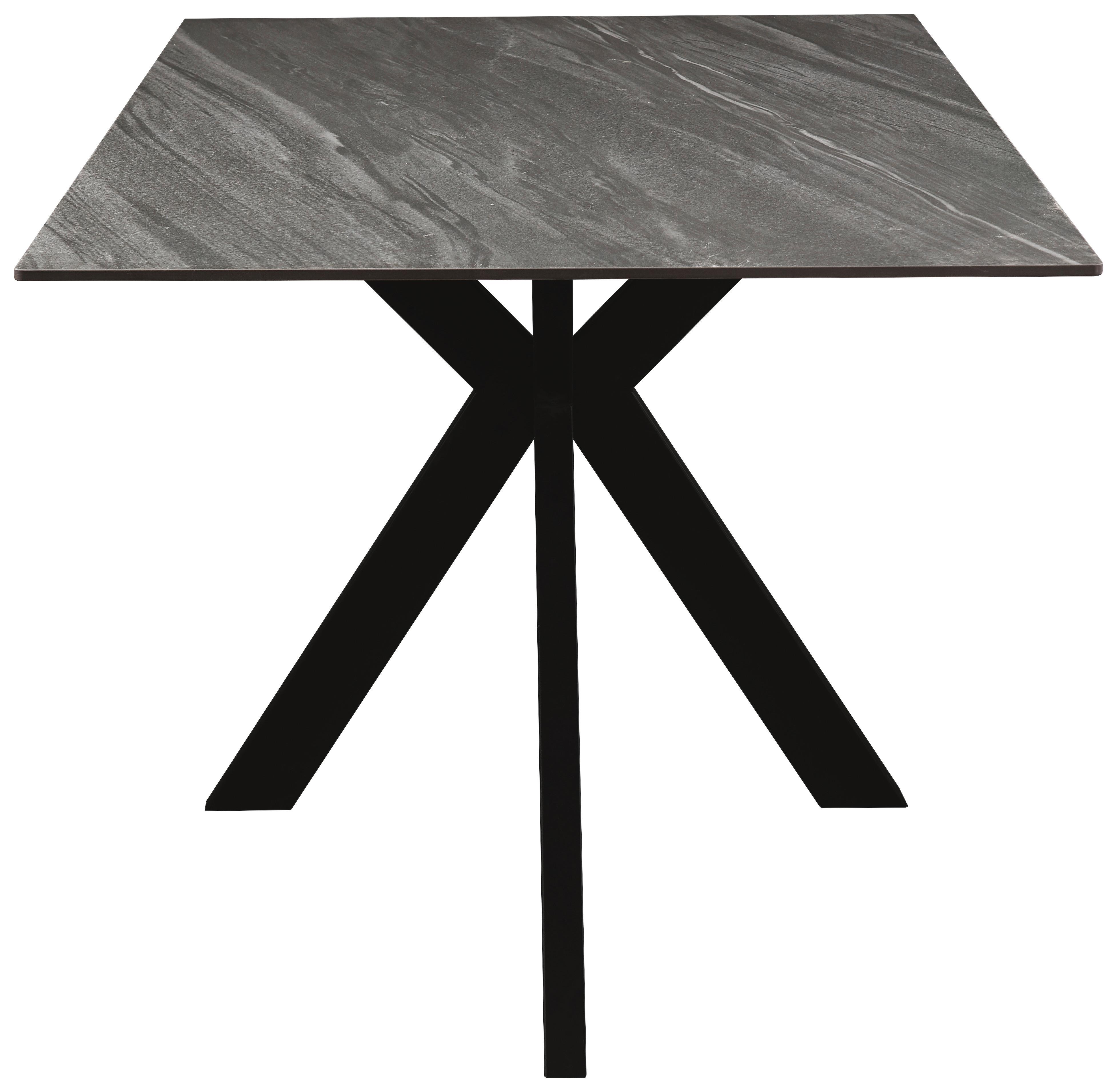 Esstisch Jonas Grau - Schwarz/Grau, MODERN, Keramik/Metall (160/90/76cm) - Mömax