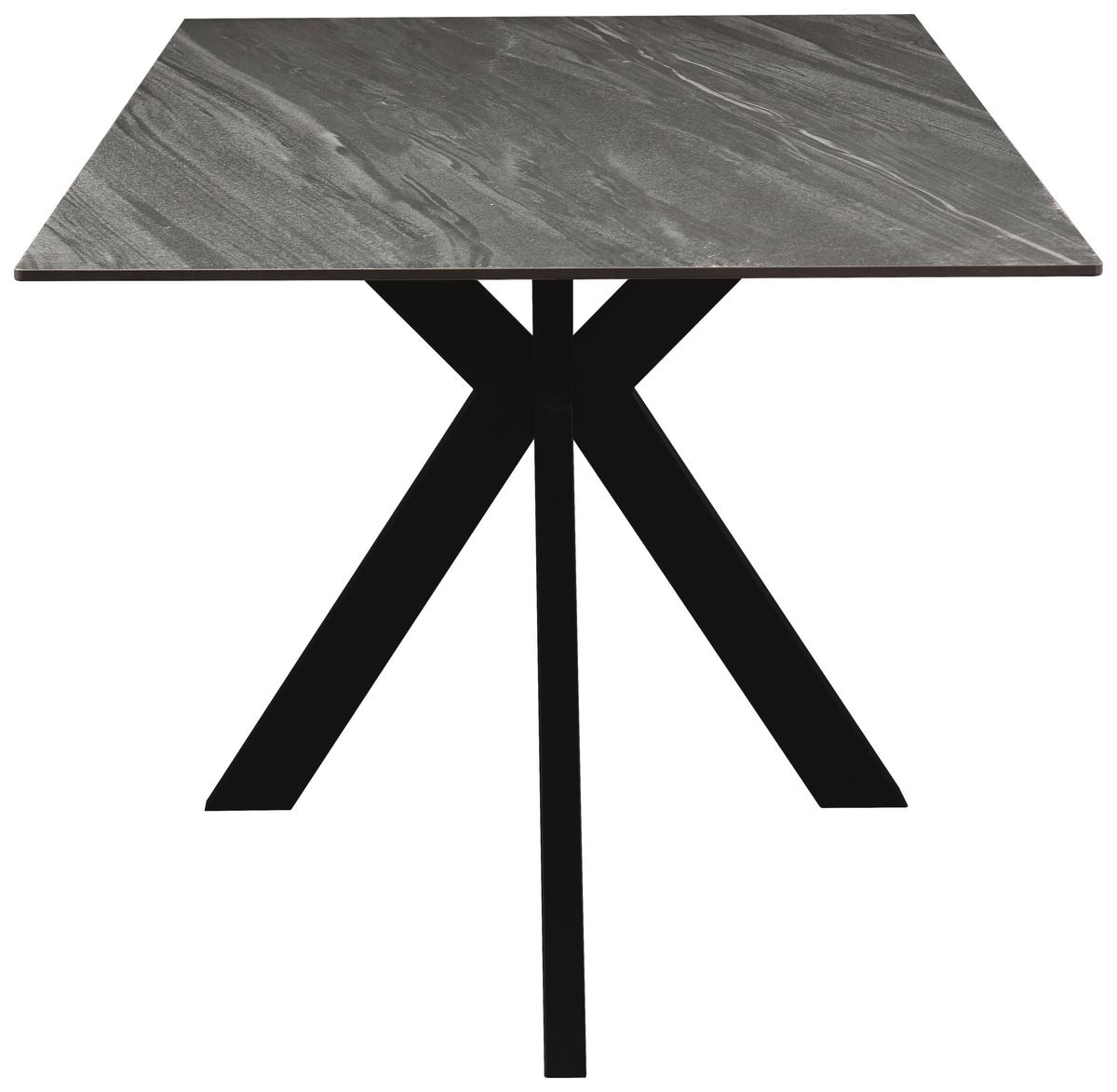 Étkezőasztal Jonas - fekete/szürke, Modern, fém/kerámia (160/76/90cm) - Mömax
