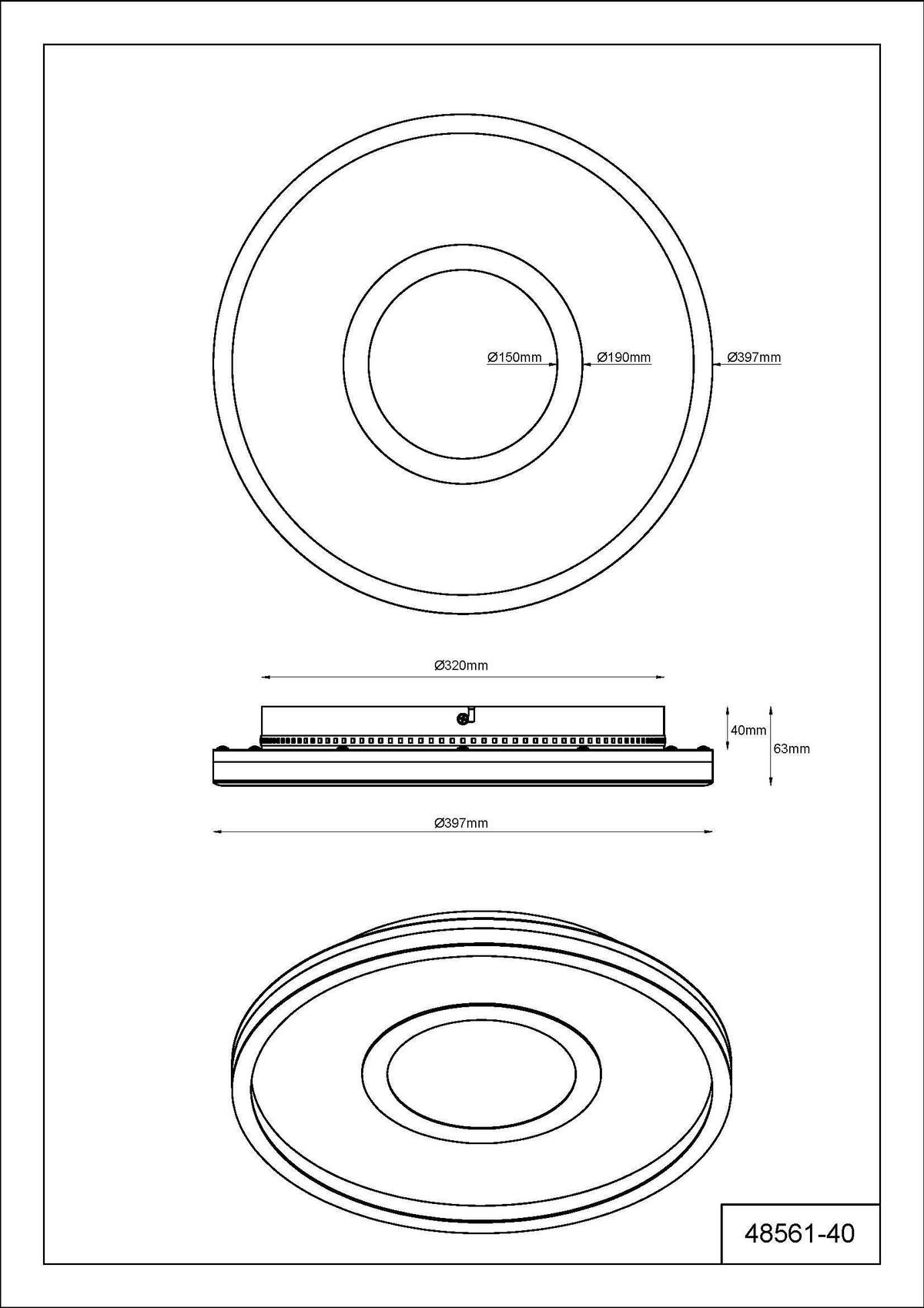 LED-DECKENLEUCHTE 48561-40 EMORY - Weiss/Transparent, Design, Kunststoff/Textil (39,7/6,3cm) - Globo